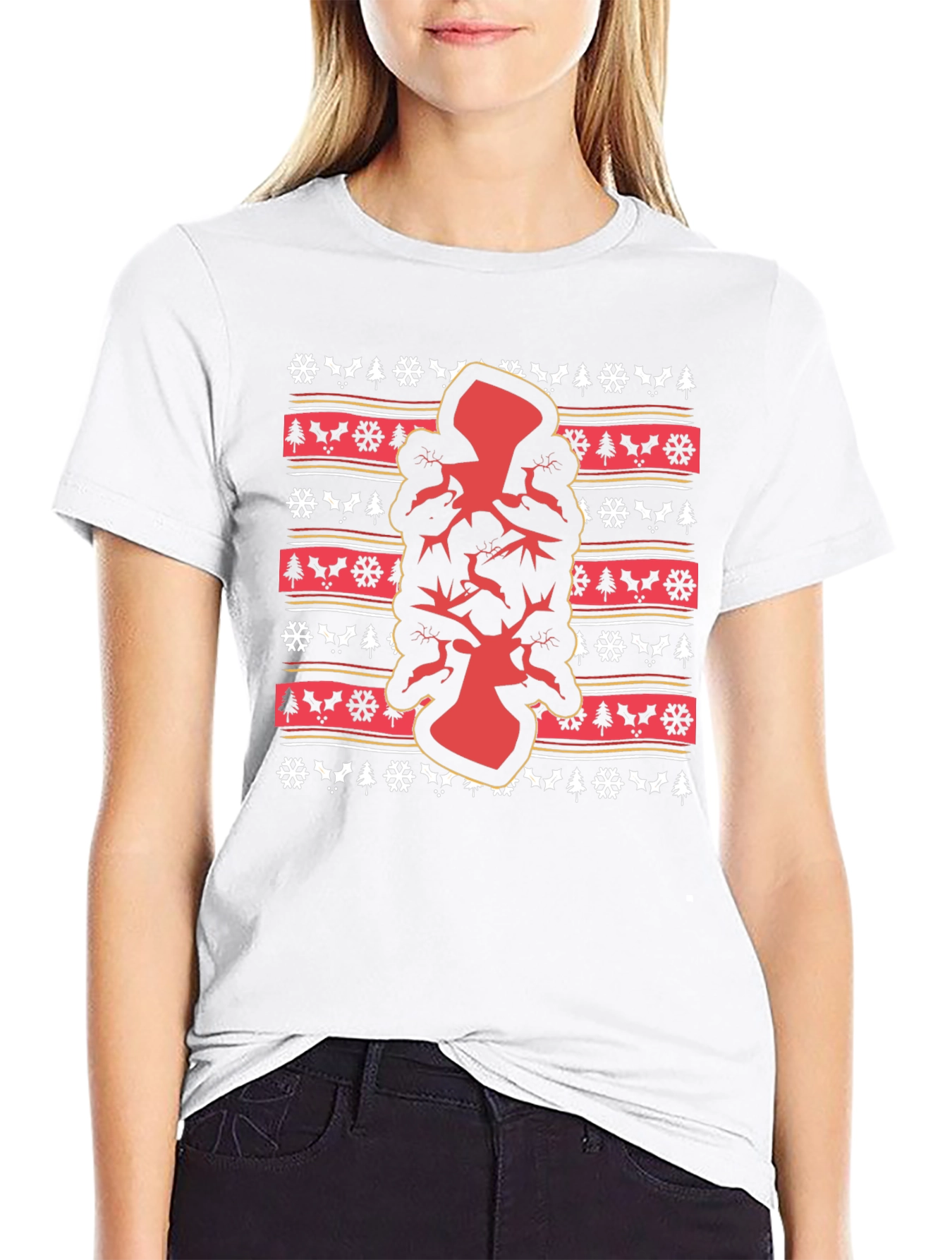 Festive Ugly Christmas T-Shirt with Deer Design