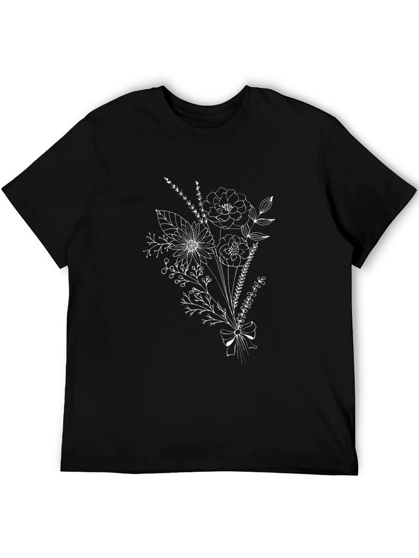 Floral Bouquet Graphic Tee - Stylish Black T-Shirt
