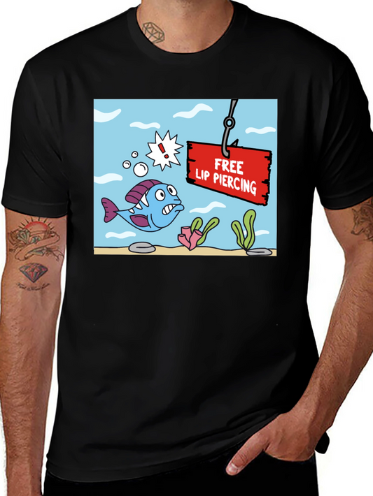 Funny Free Lip Piercing Graphic T-Shirt