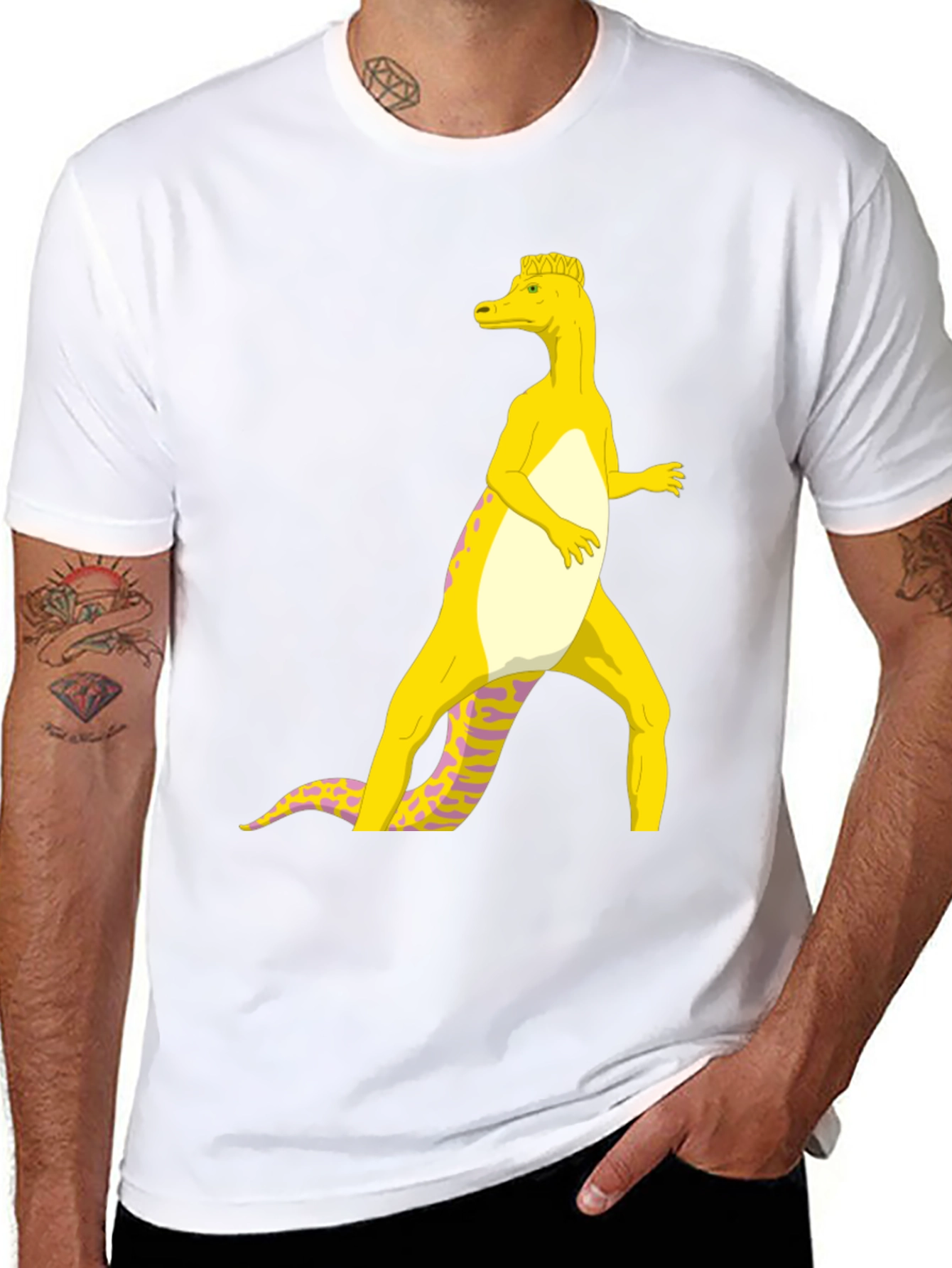 Cartoon Dinosaur Graphic Tee - Funny Novelty Shirt