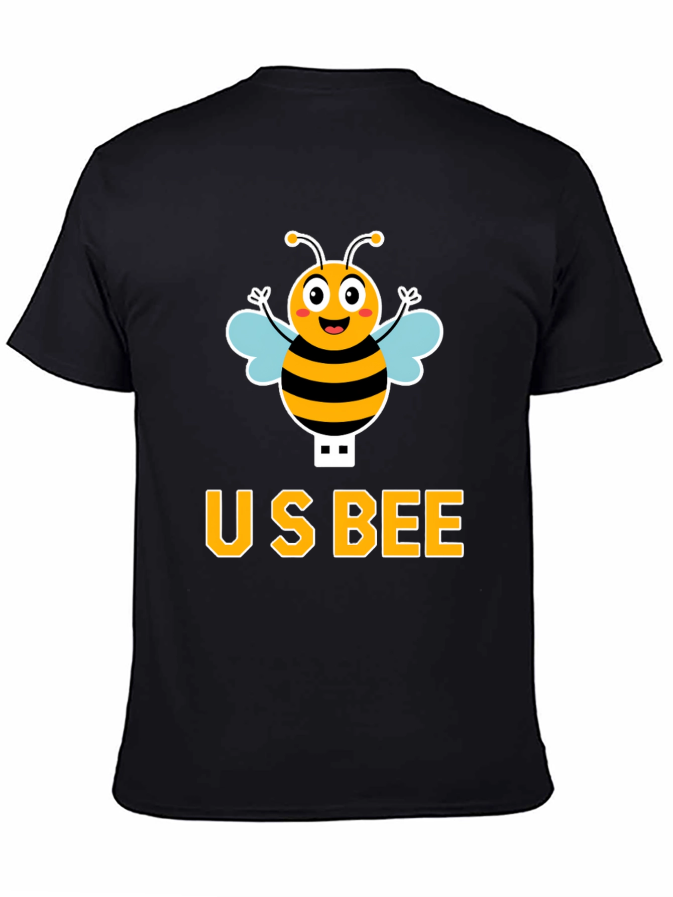 US Bee Graphic T-Shirt - Black Cotton Blend