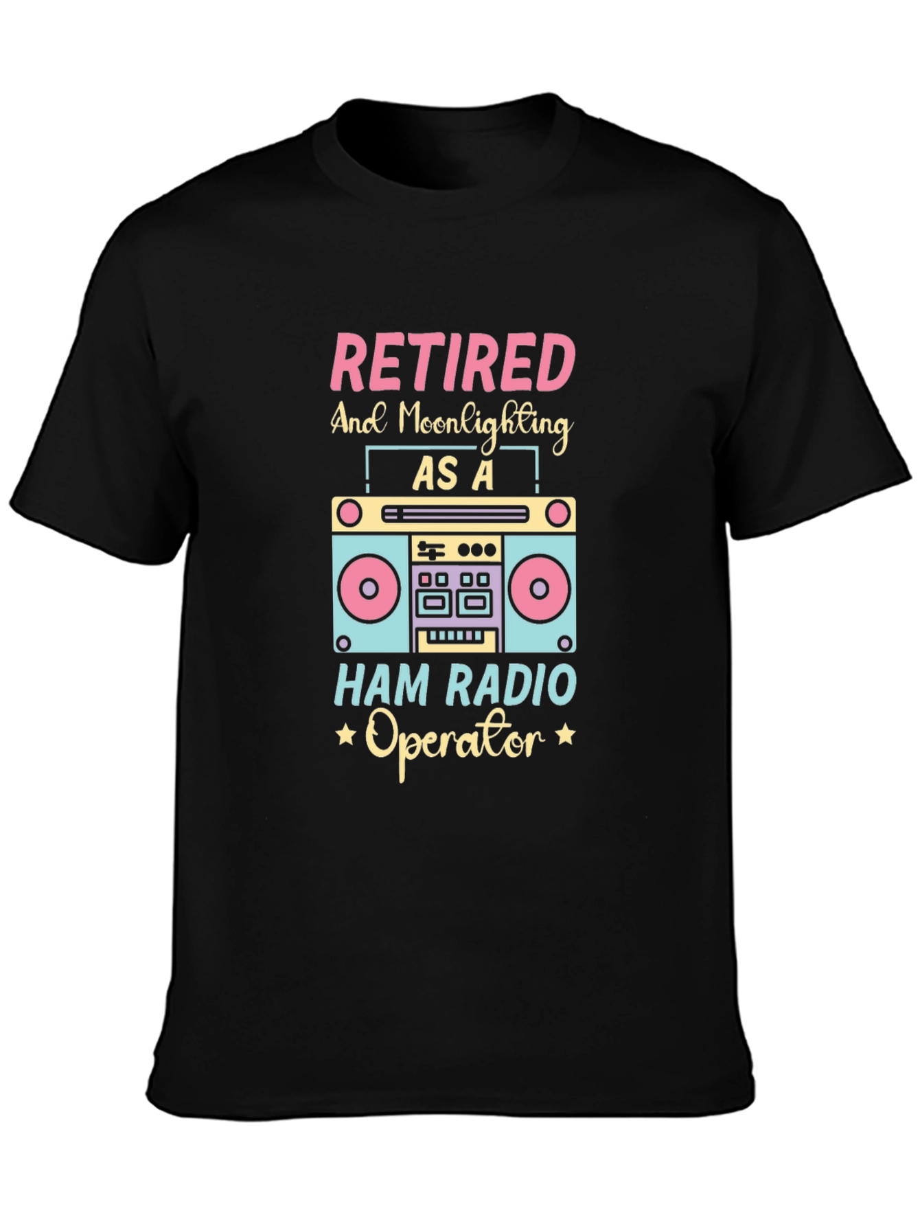 Retired Ham Radio Operator Black Graphic T-Shirt