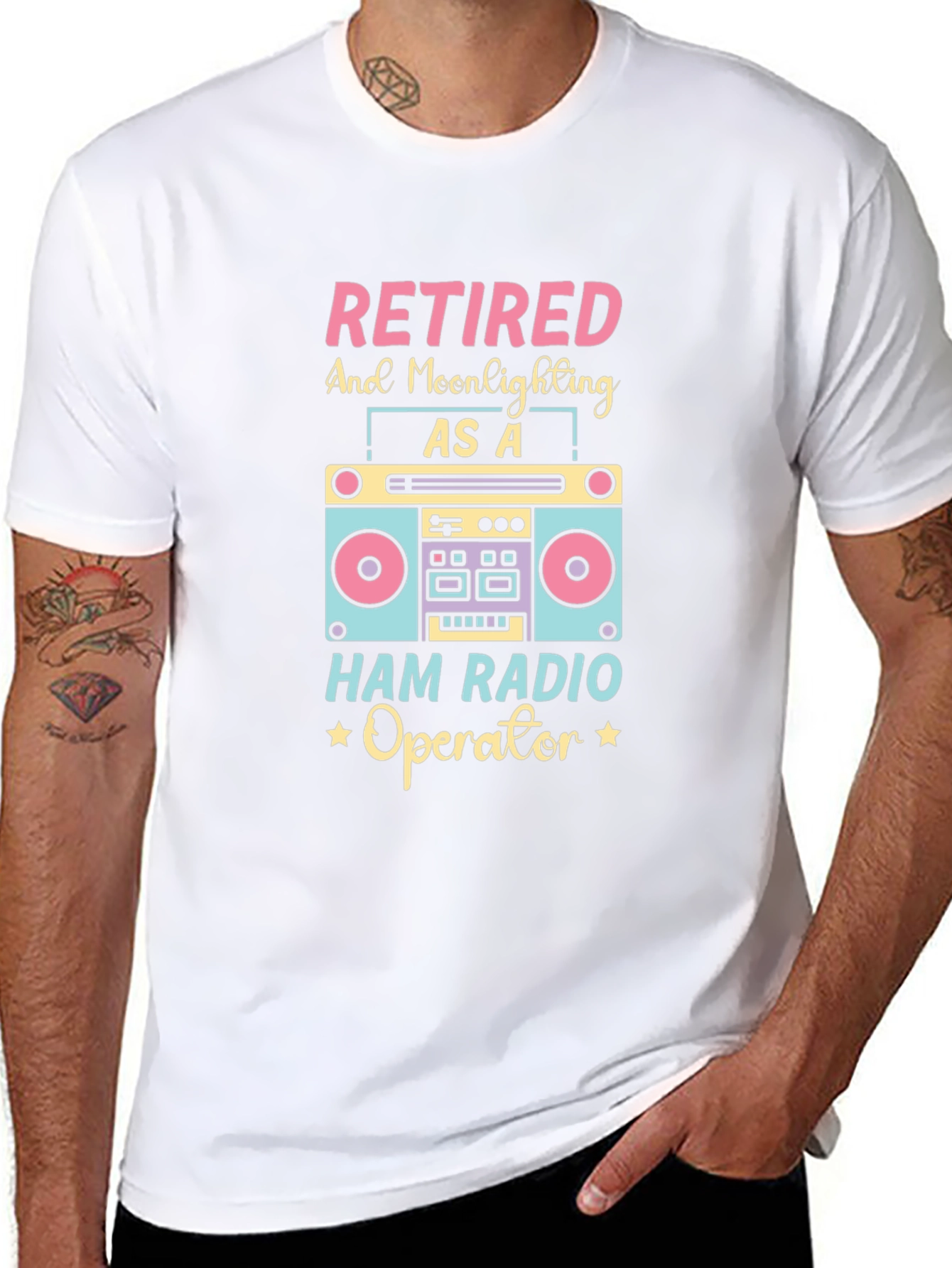 Retired Ham Radio Operator Black Graphic T-Shirt