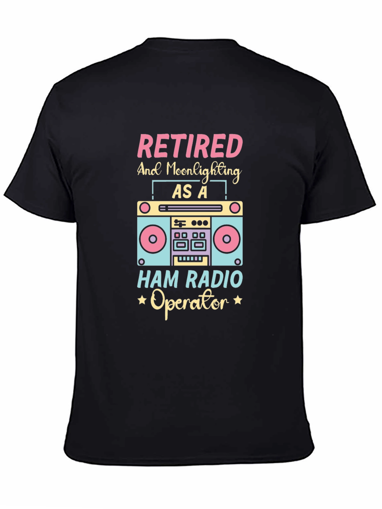 Retired Ham Radio Operator Black Graphic T-Shirt