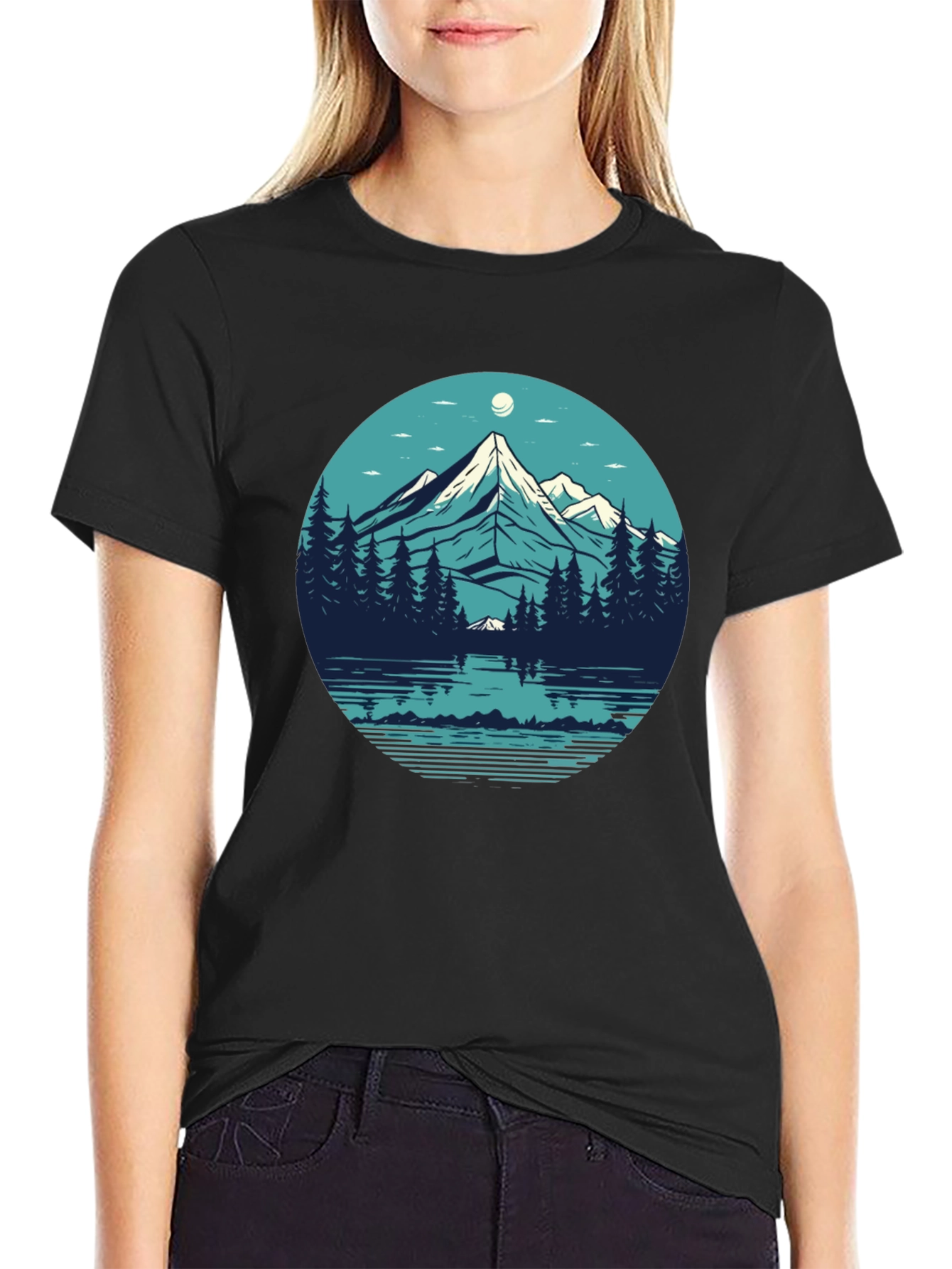 Mountainscape Graphic Black T-Shirt