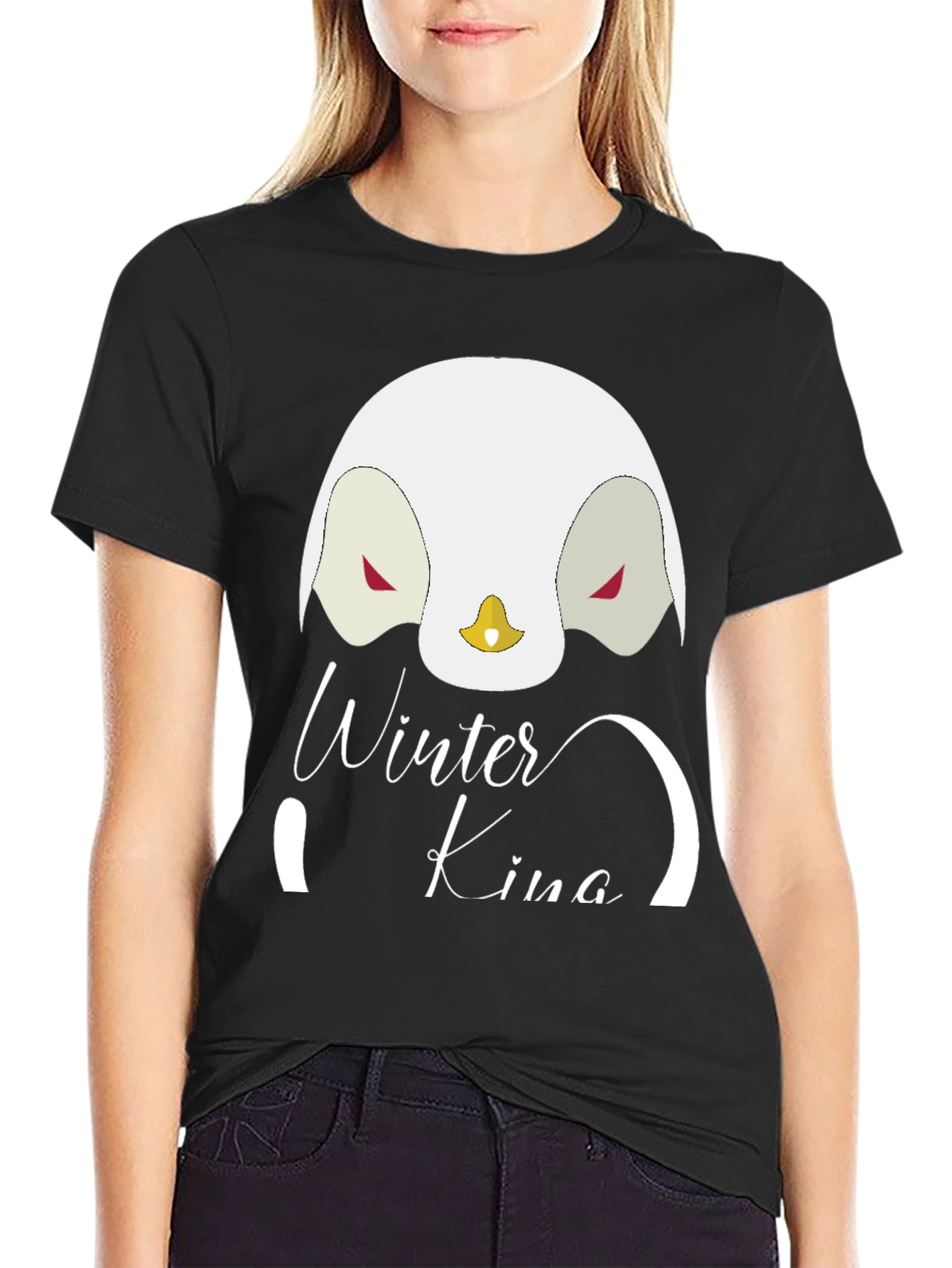 Winter King Penguin Graphic T-Shirt