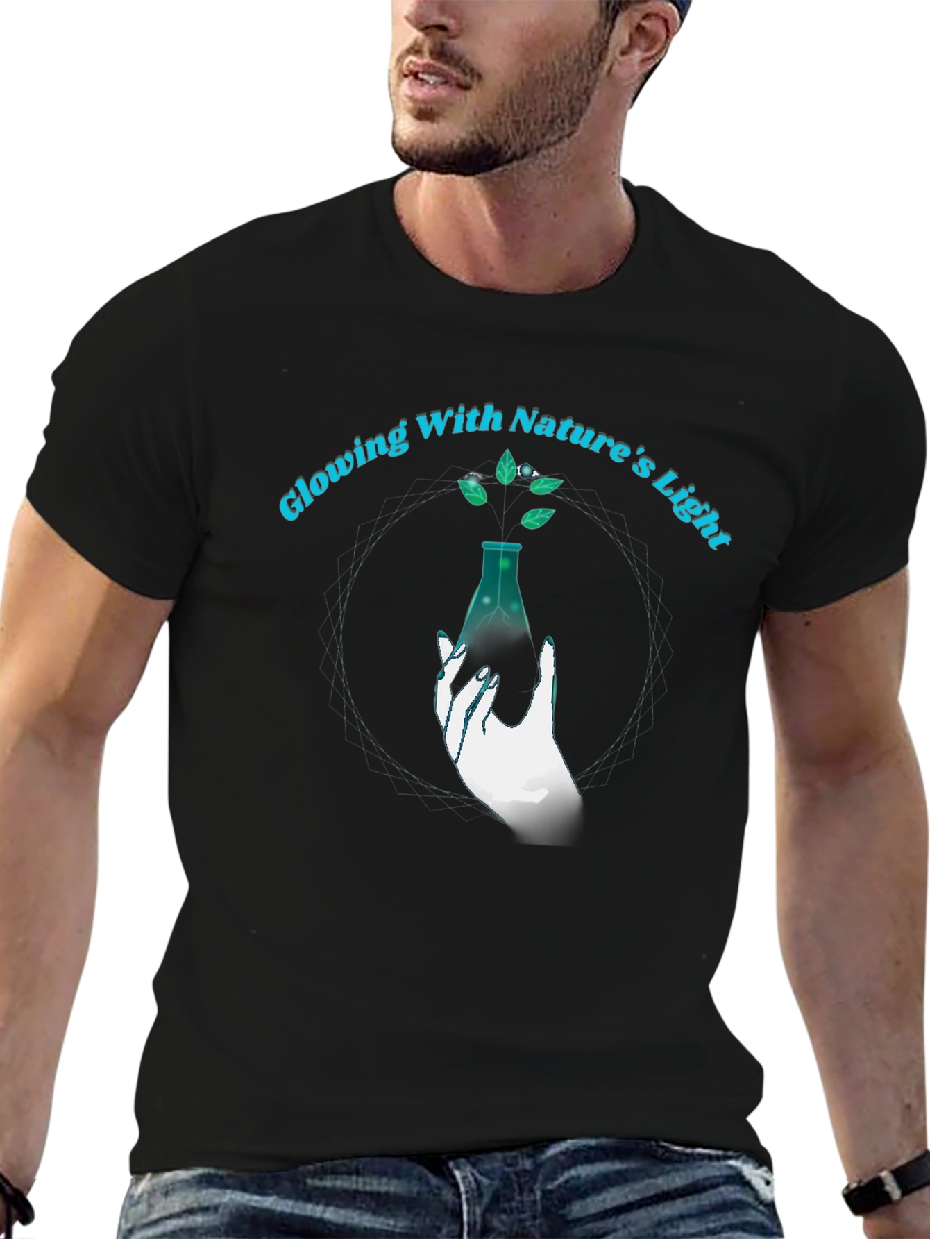 Natures Light Graphic Tee - Black Cotton T-Shirt