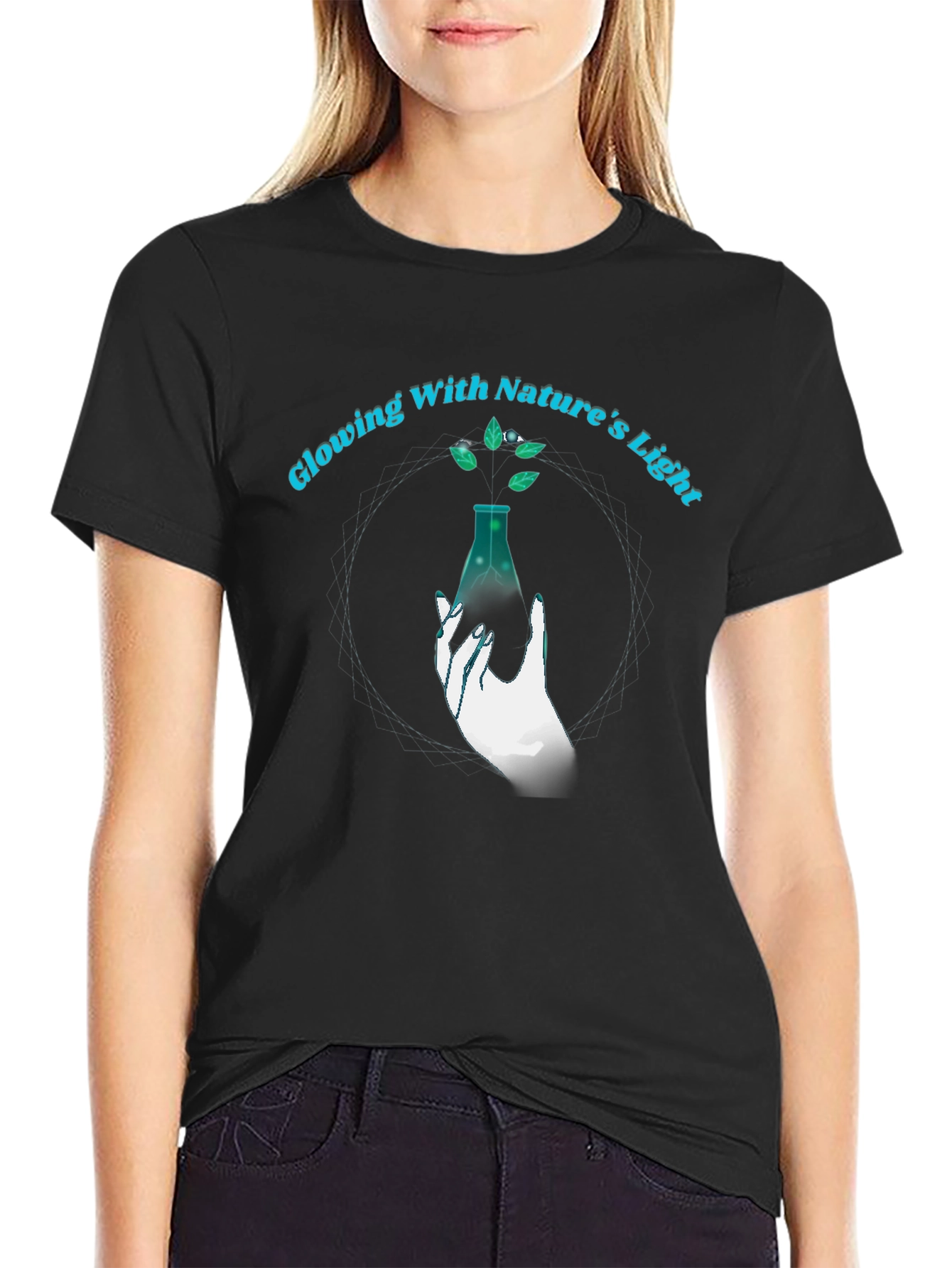 Natures Light Graphic Tee - Black Cotton T-Shirt