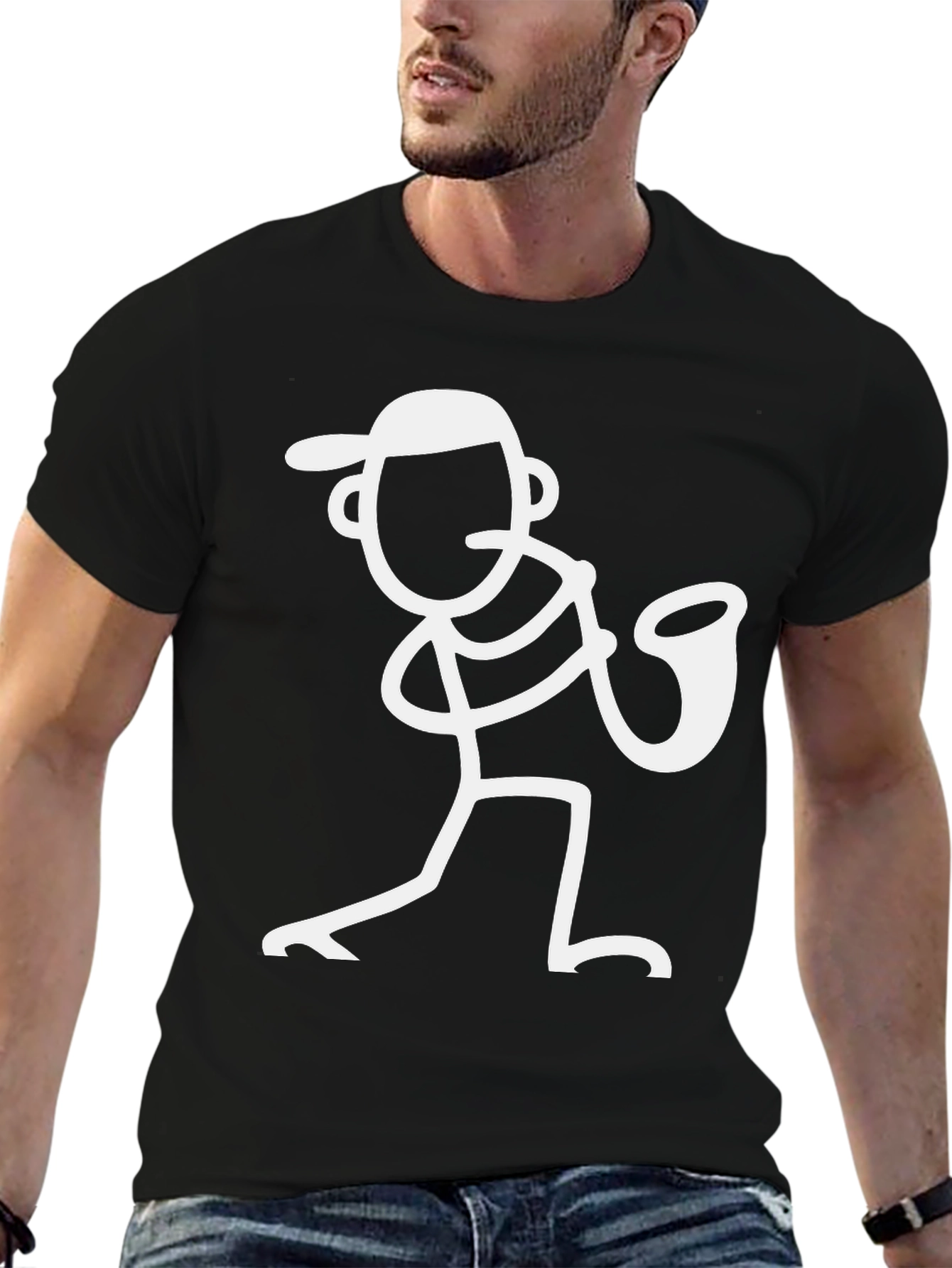 Saxophone Stick Figure Graphic Tee