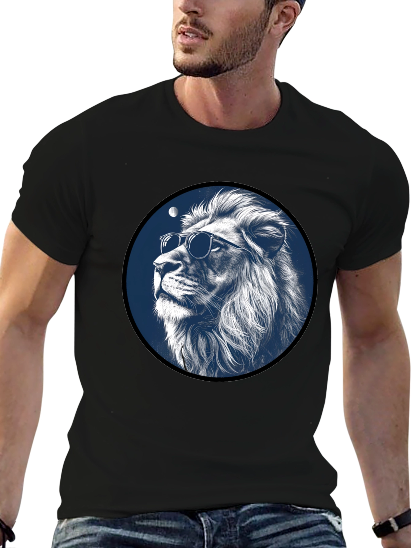 Cool Lion Graphic Tee - Black Stylish Mens T-Shirt