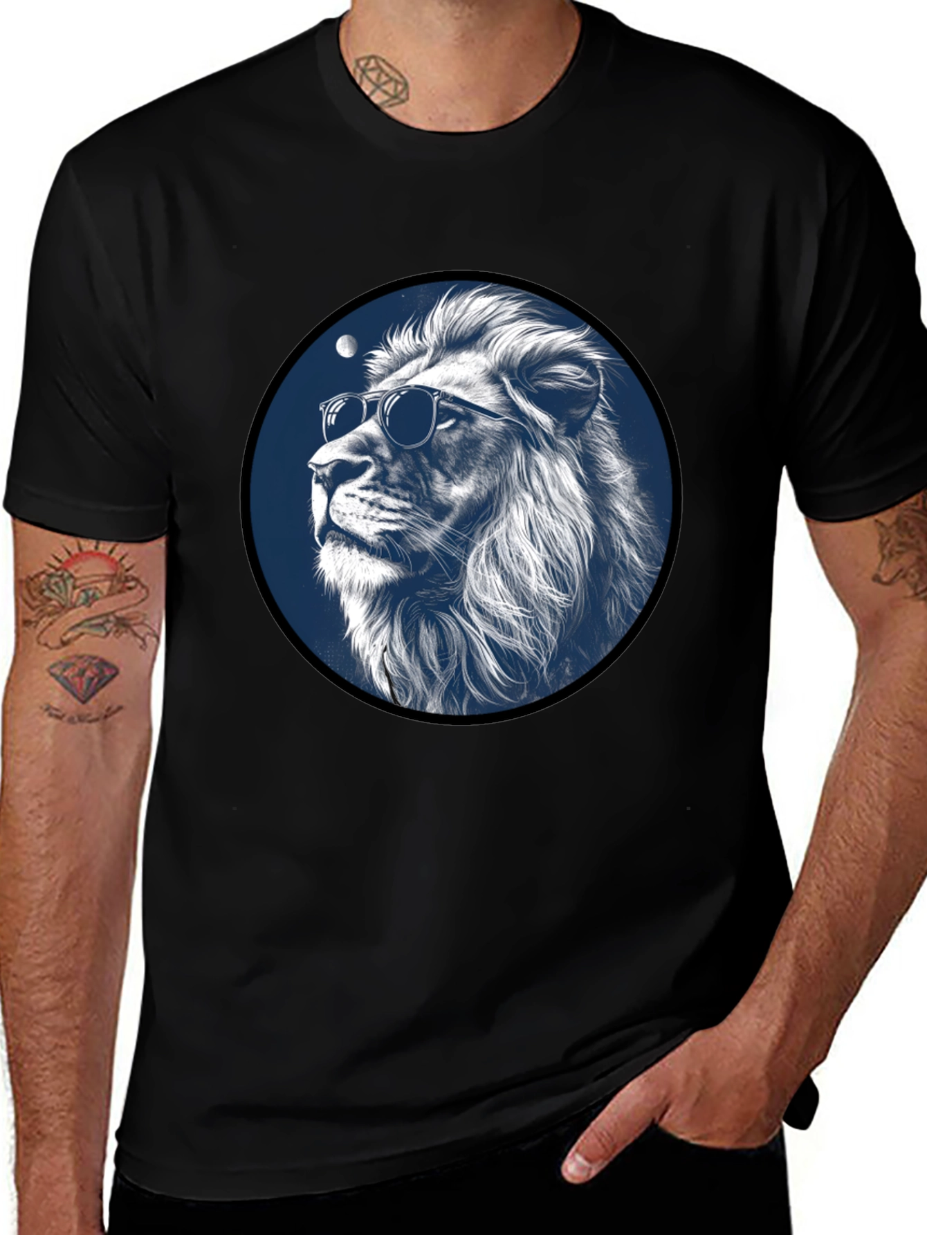 Cool Lion Graphic Tee - Black Stylish Mens T-Shirt