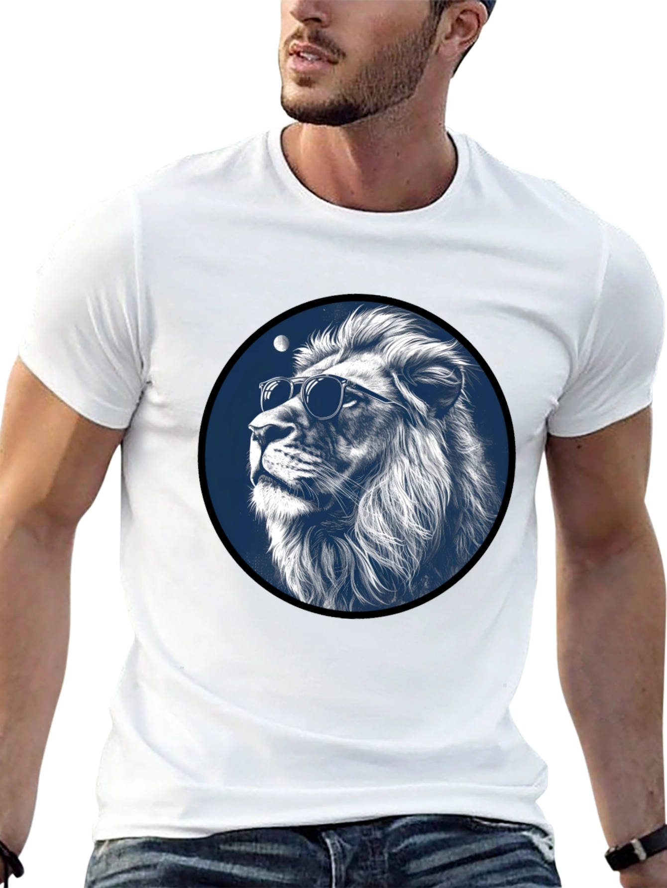 Cool Lion Graphic Tee - Black Stylish Mens T-Shirt