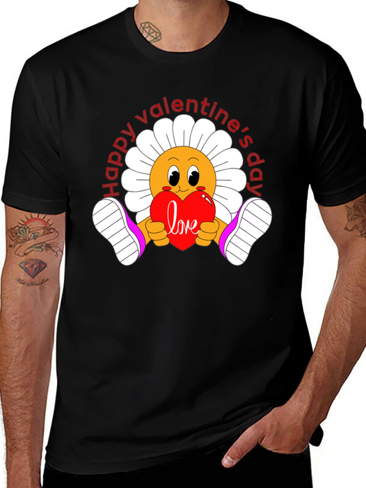 Happy Valentines Day Flower Graphic Tee