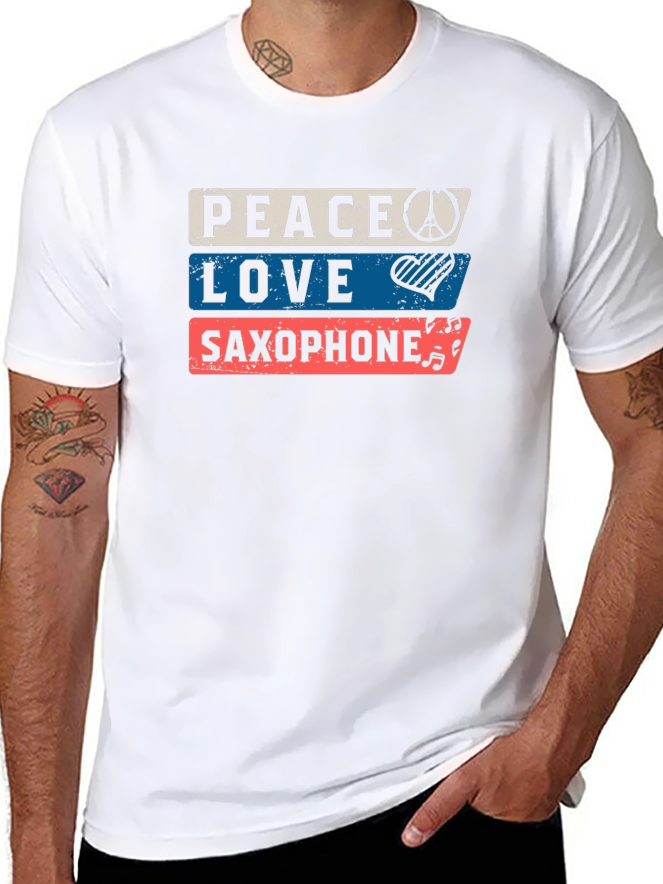 Peace Love Saxophone Graphic Tee