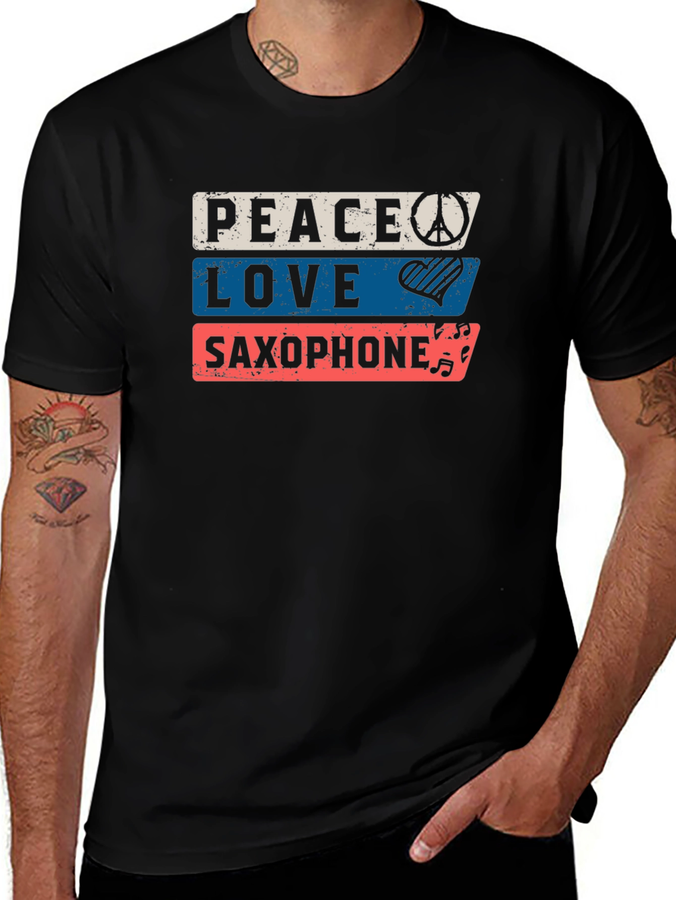 Peace Love Saxophone Graphic Tee
