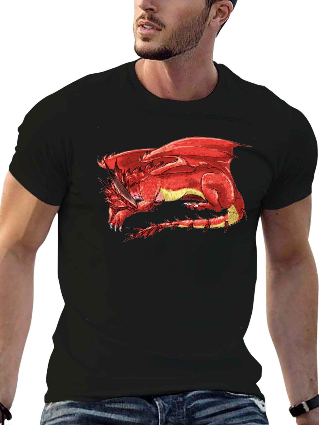 Red Dragon Graphic Tee - Black