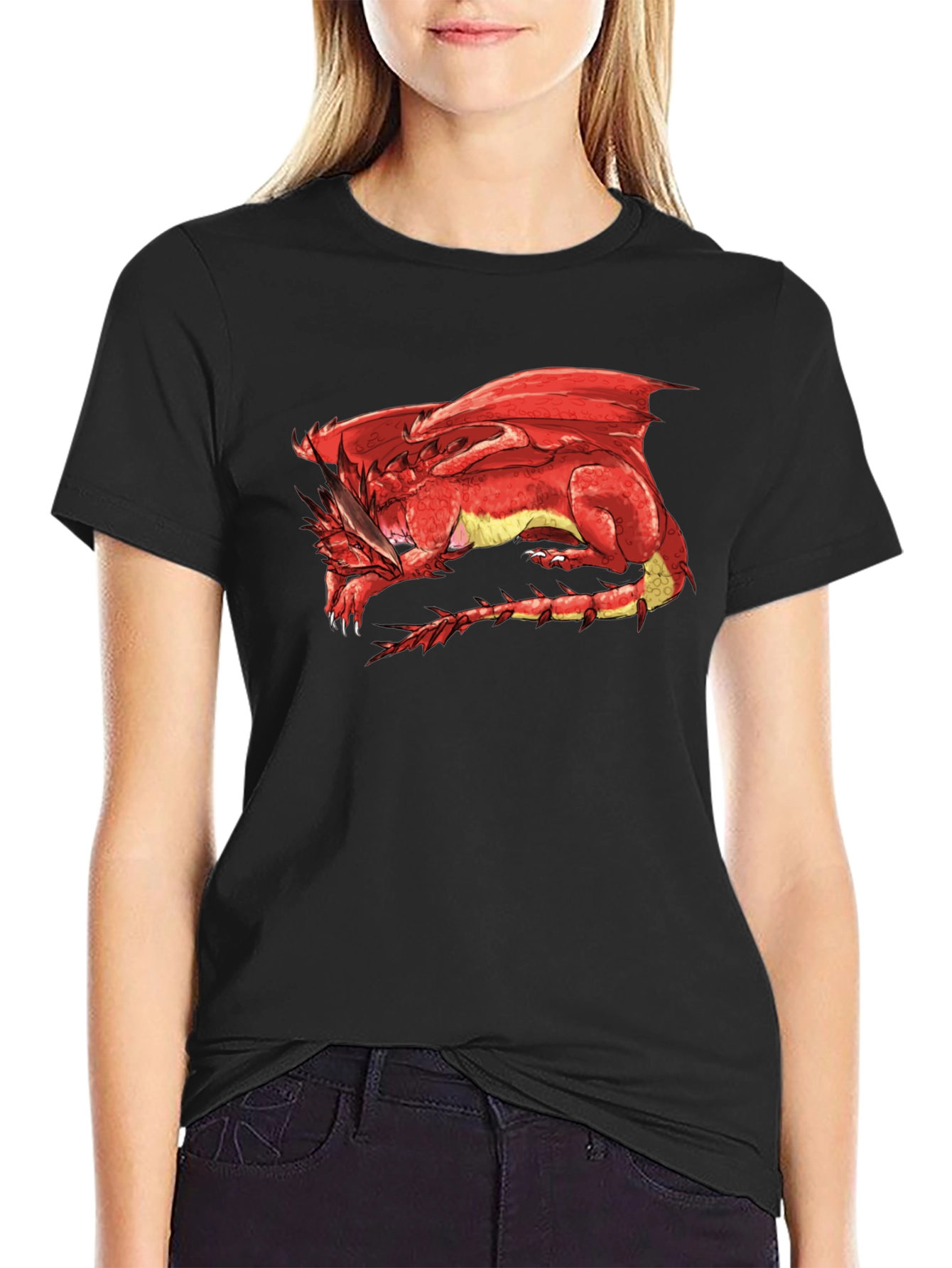 Red Dragon Graphic Tee - Black