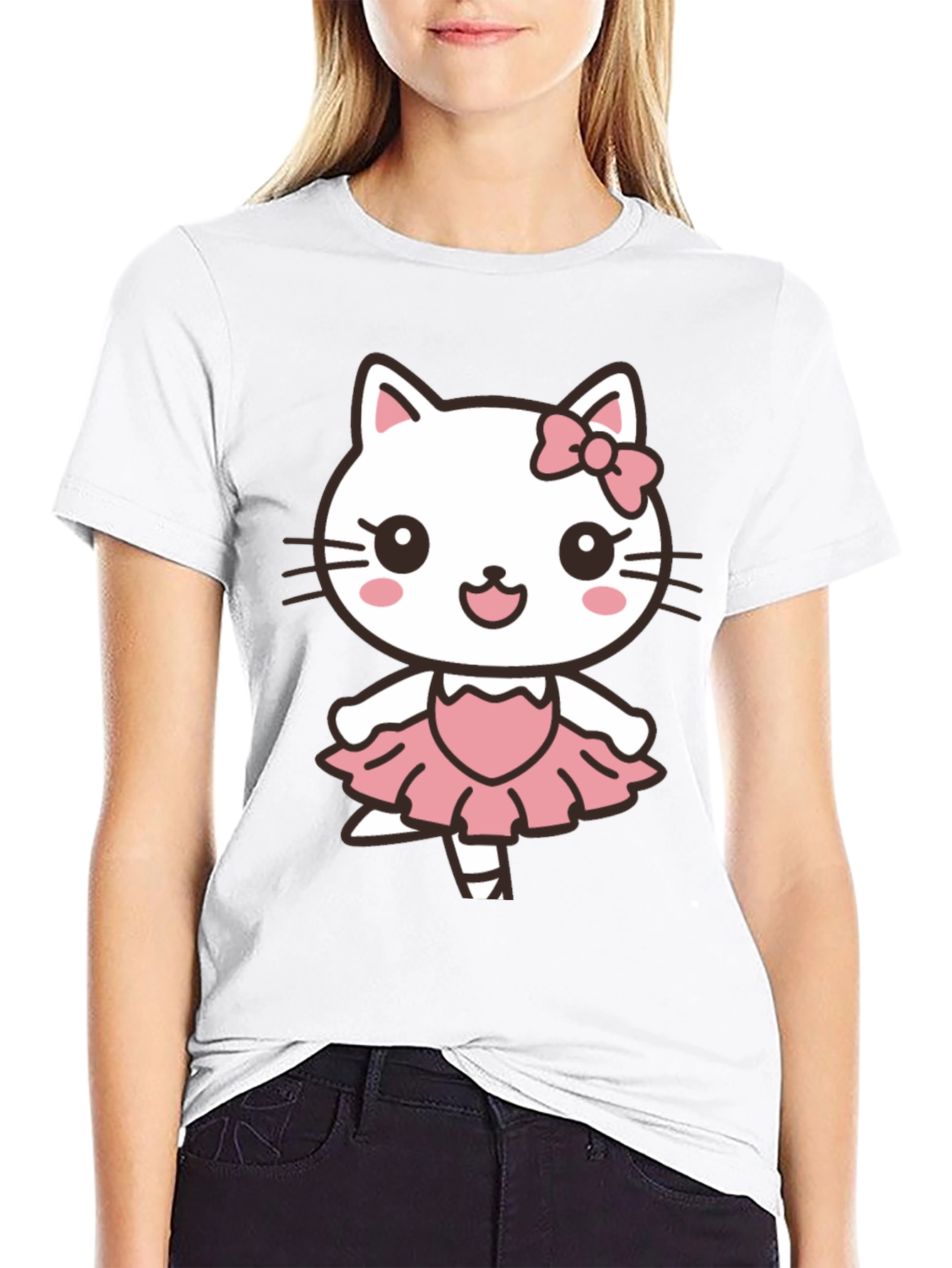 Cute Hello Kitty Ballerina Black T-Shirt