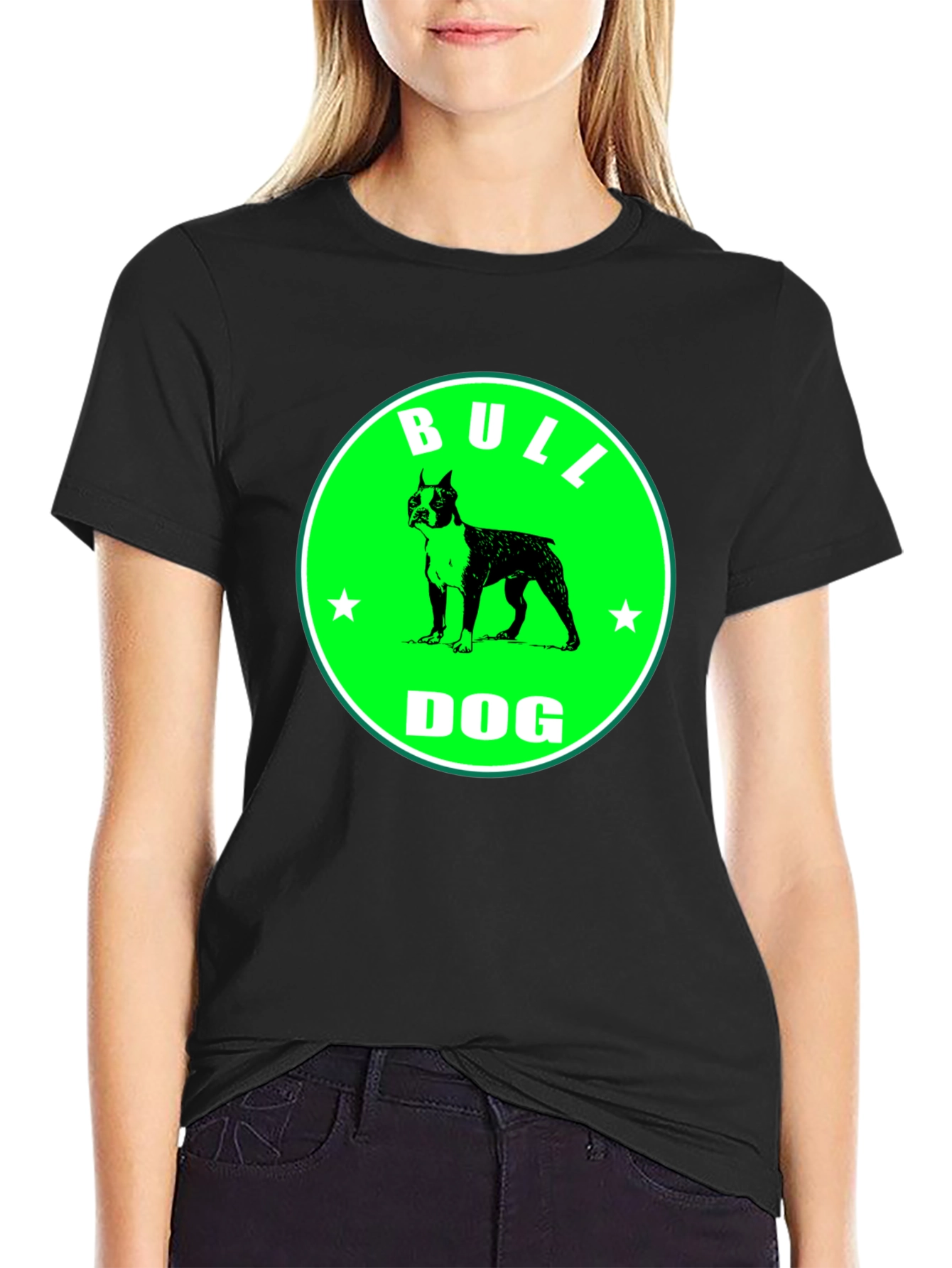 Bulldog Graphic Tee - Black Cotton T-Shirt