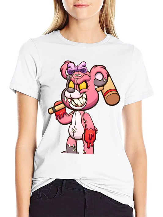 Scary Bloody Teddy Bear Graphic T-Shirt
