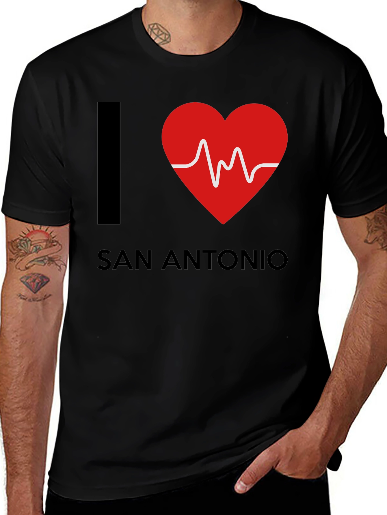 I Heart San Antonio Black Graphic Tee