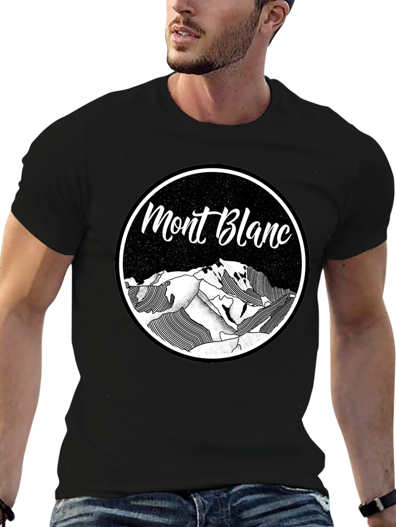 Mont Blanc Graphic Tee - Black Cotton T-Shirt