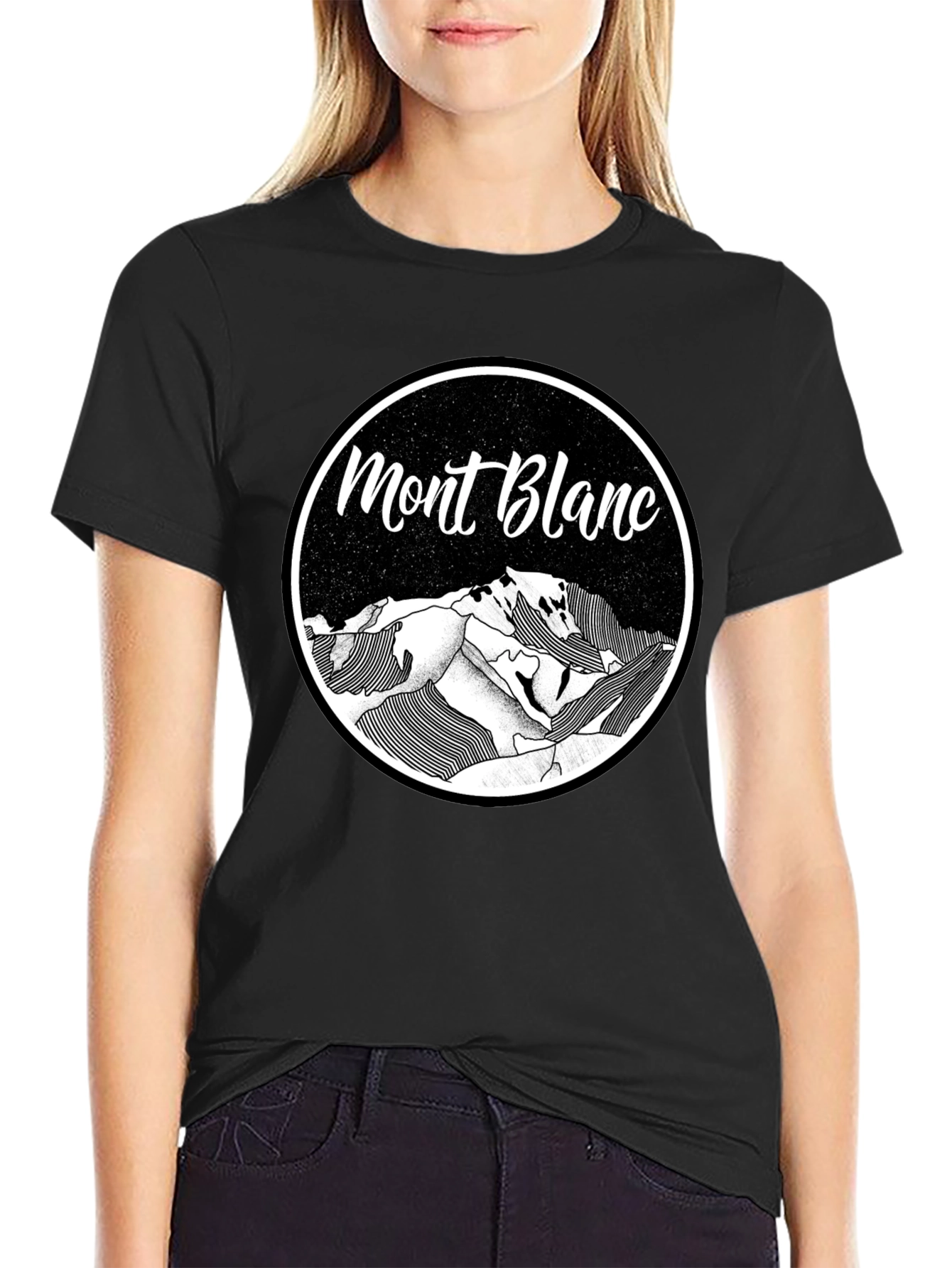 Mont Blanc Graphic Tee - Black Cotton T-Shirt