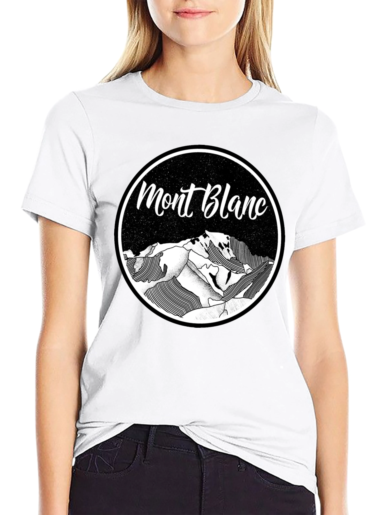 Mont Blanc Graphic Tee - Black Cotton T-Shirt