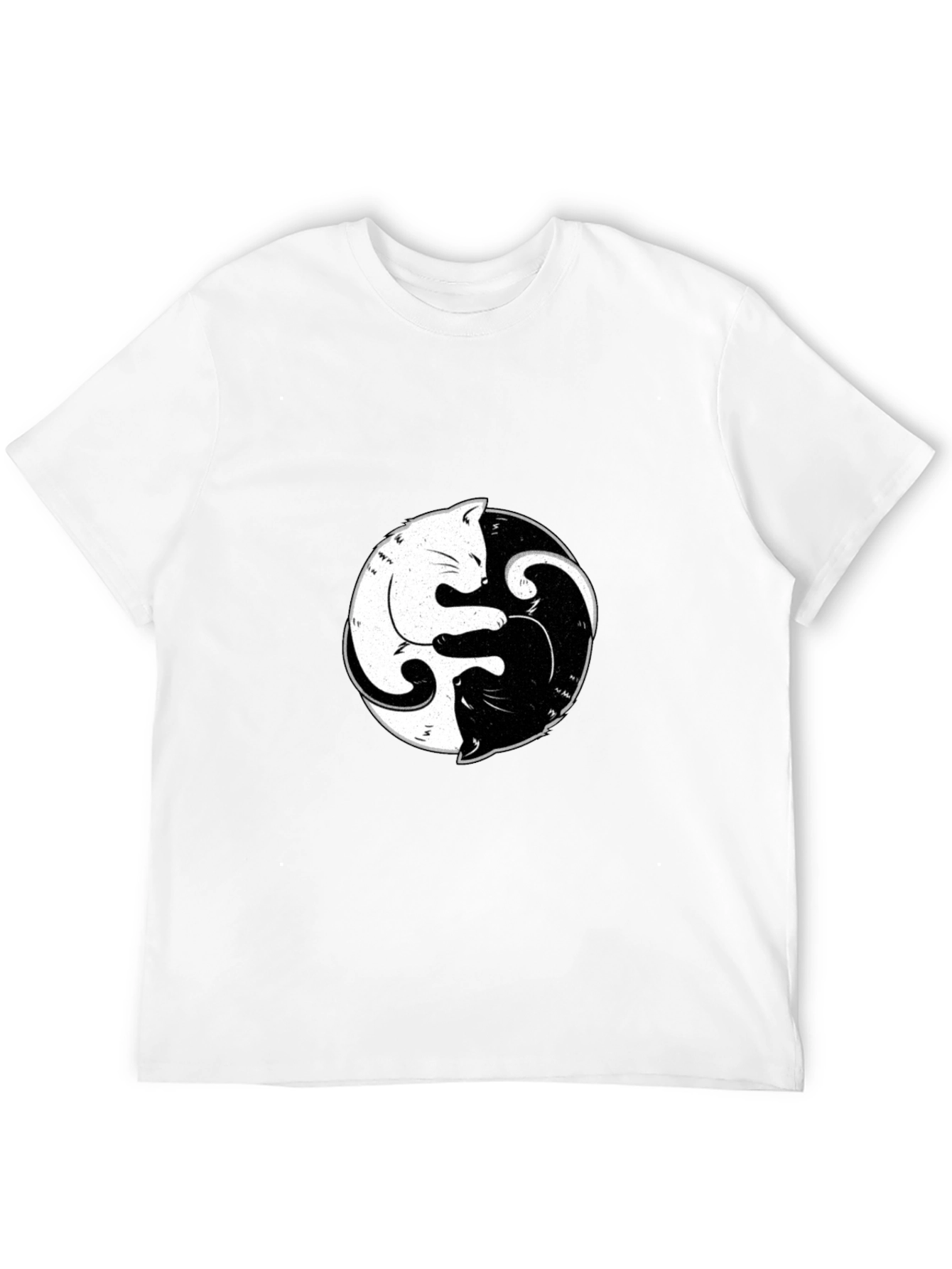 Yin Yang Cats Graphic Tee - Black