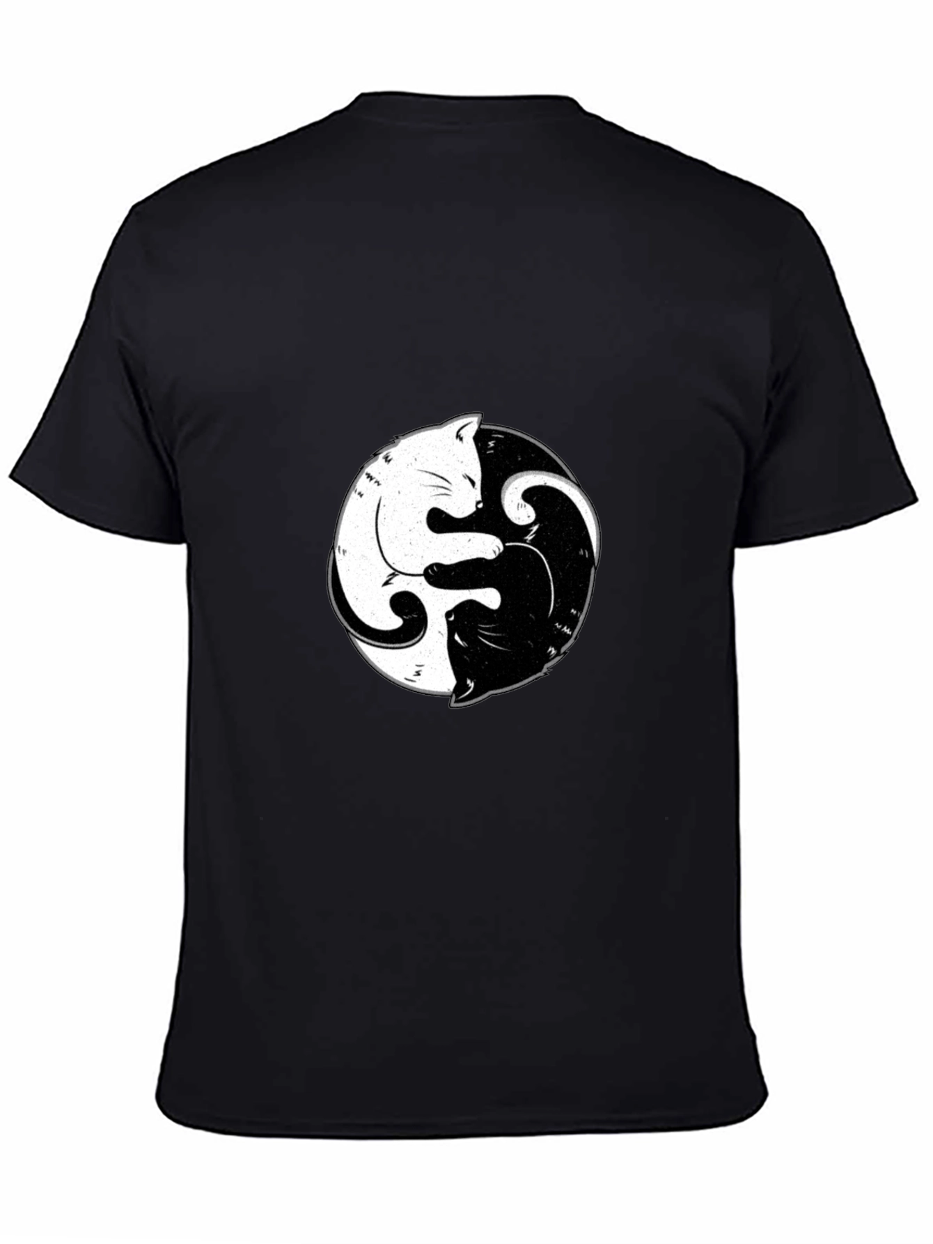Yin Yang Cats Graphic Tee - Black