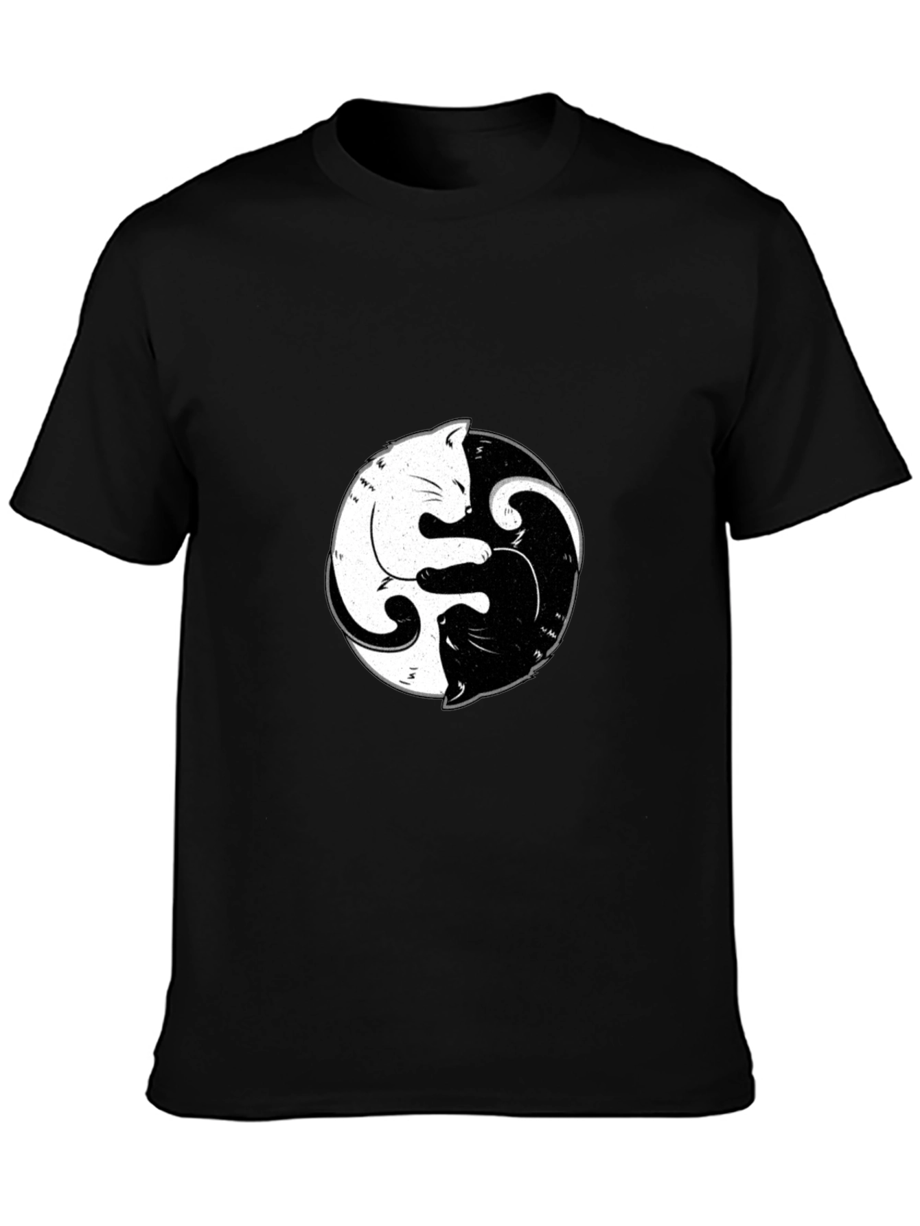 Yin Yang Cats Graphic Tee - Black