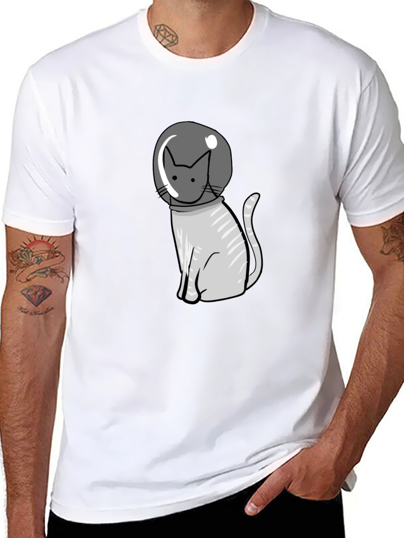 Astronaut Cat Graphic Tee - Cool Space Kitten T-Shirt
