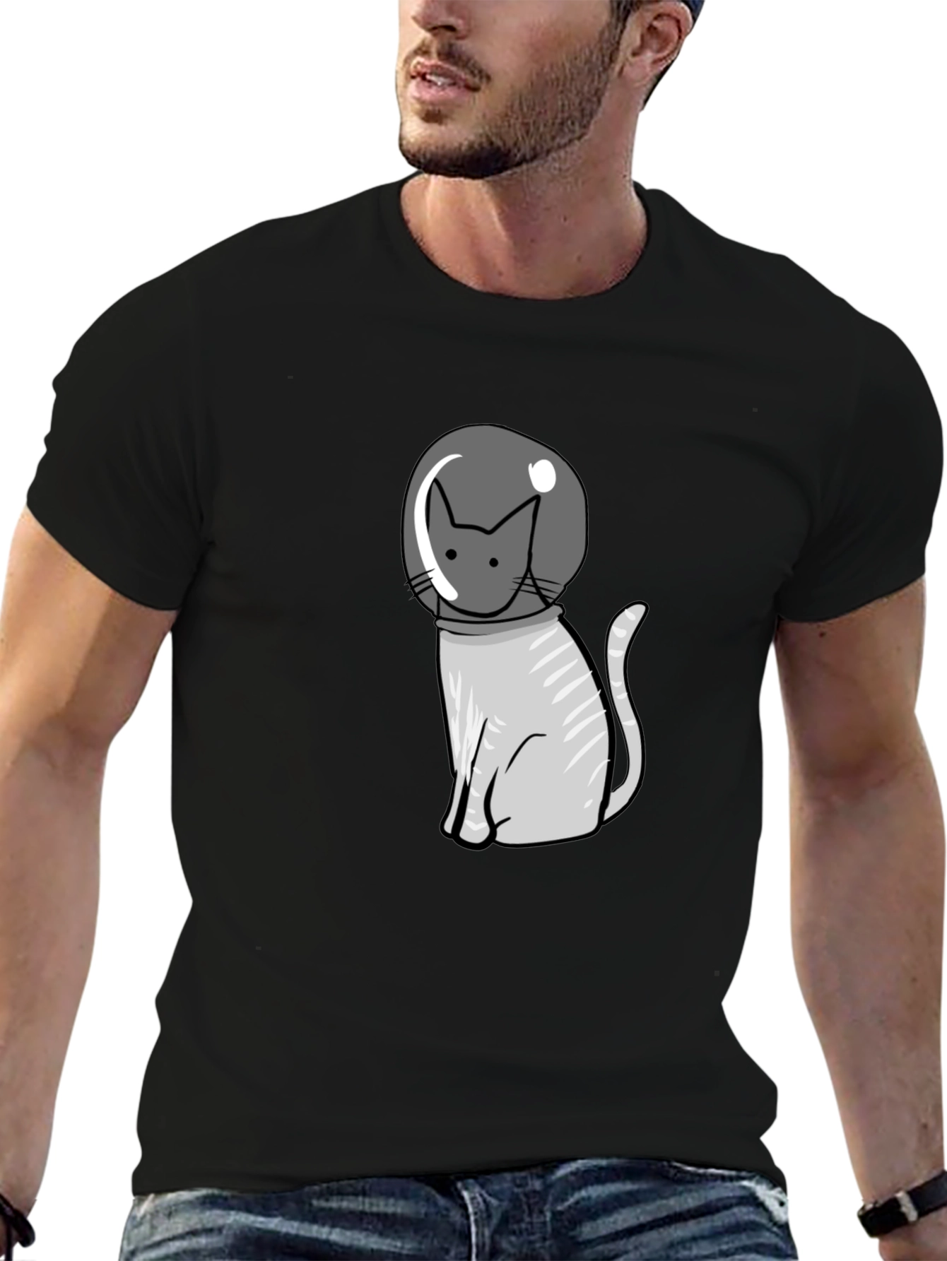 Astronaut Cat Graphic Tee - Cool Space Kitten T-Shirt