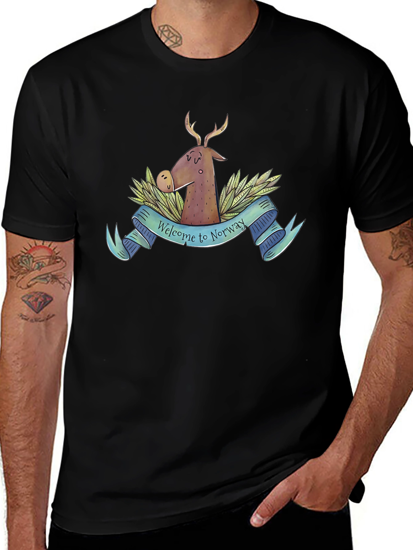 Welcome to Norway T-Shirt Deer Nature Tee