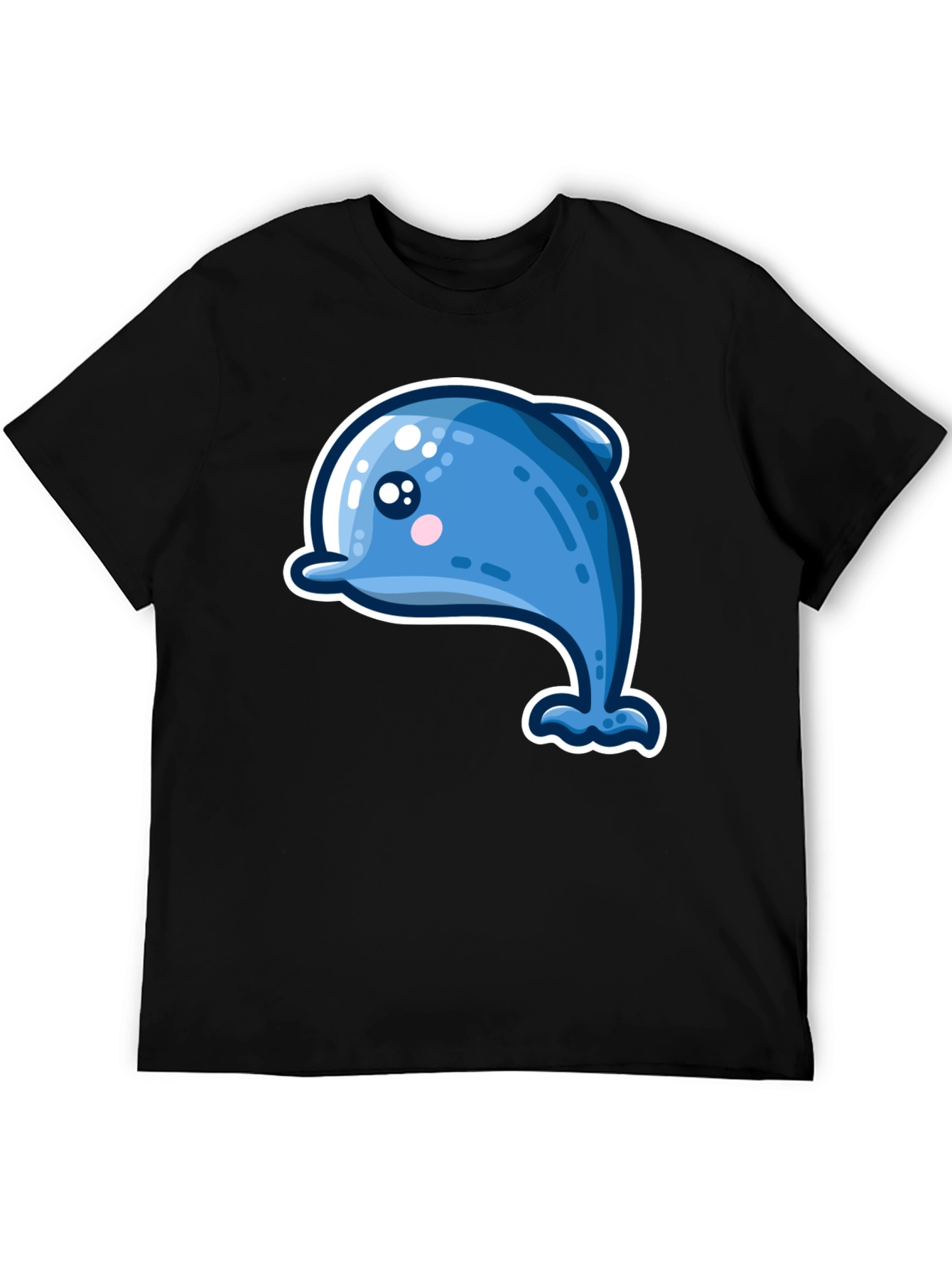 Cute Dolphin Graphic Tee - Black