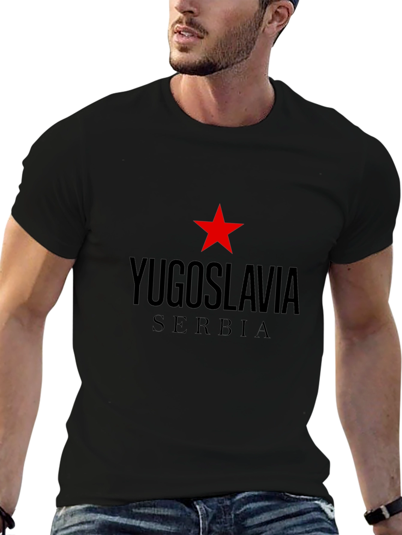 Yugoslavia Serbia Graphic Tee - Red Star Black T-Shirt