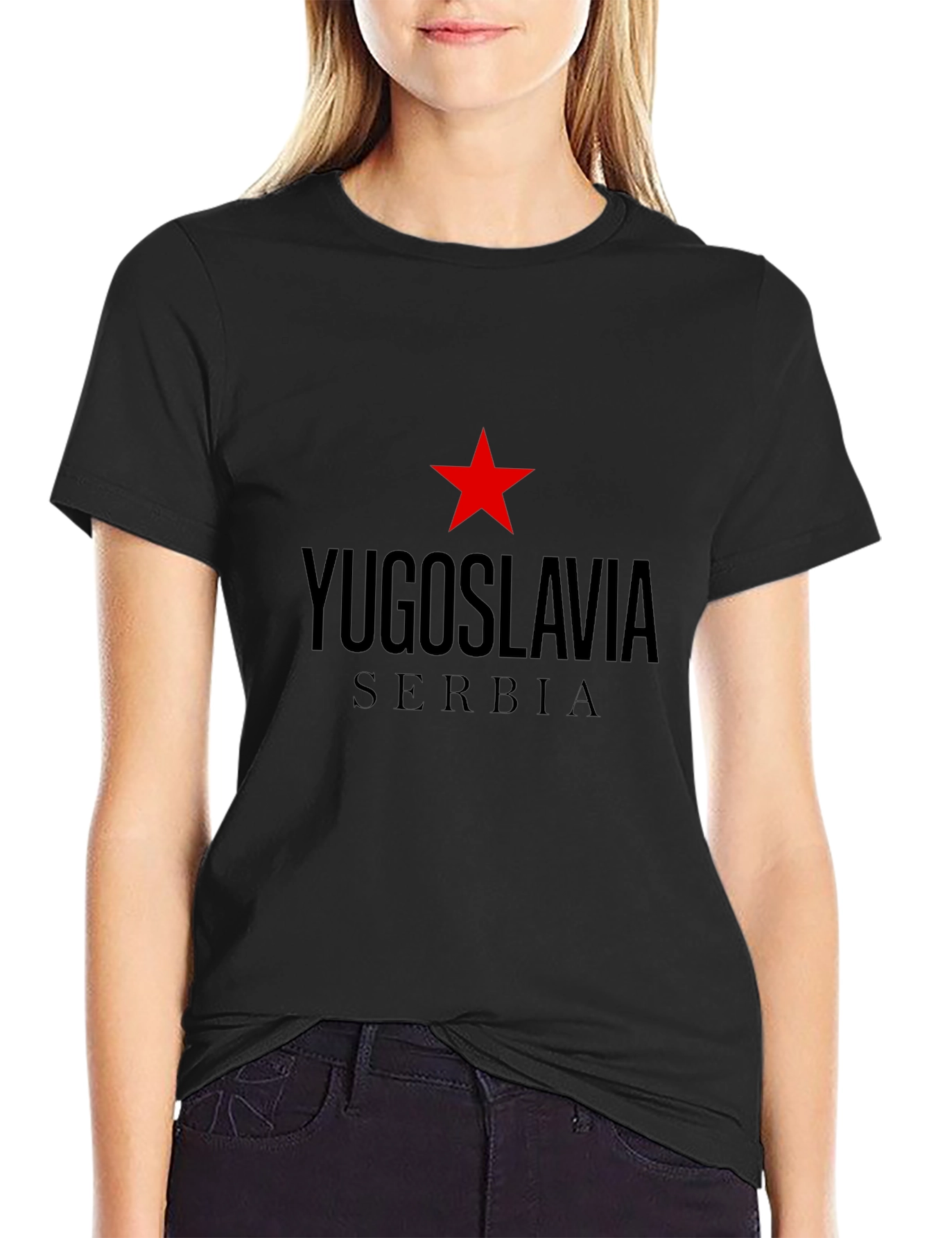 Yugoslavia Serbia Graphic Tee - Red Star Black T-Shirt