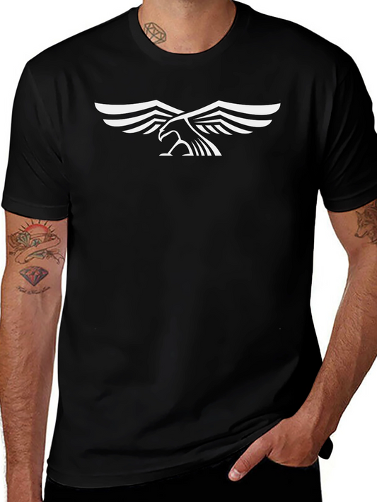 Black T-Shirt with White Eagle Graphic