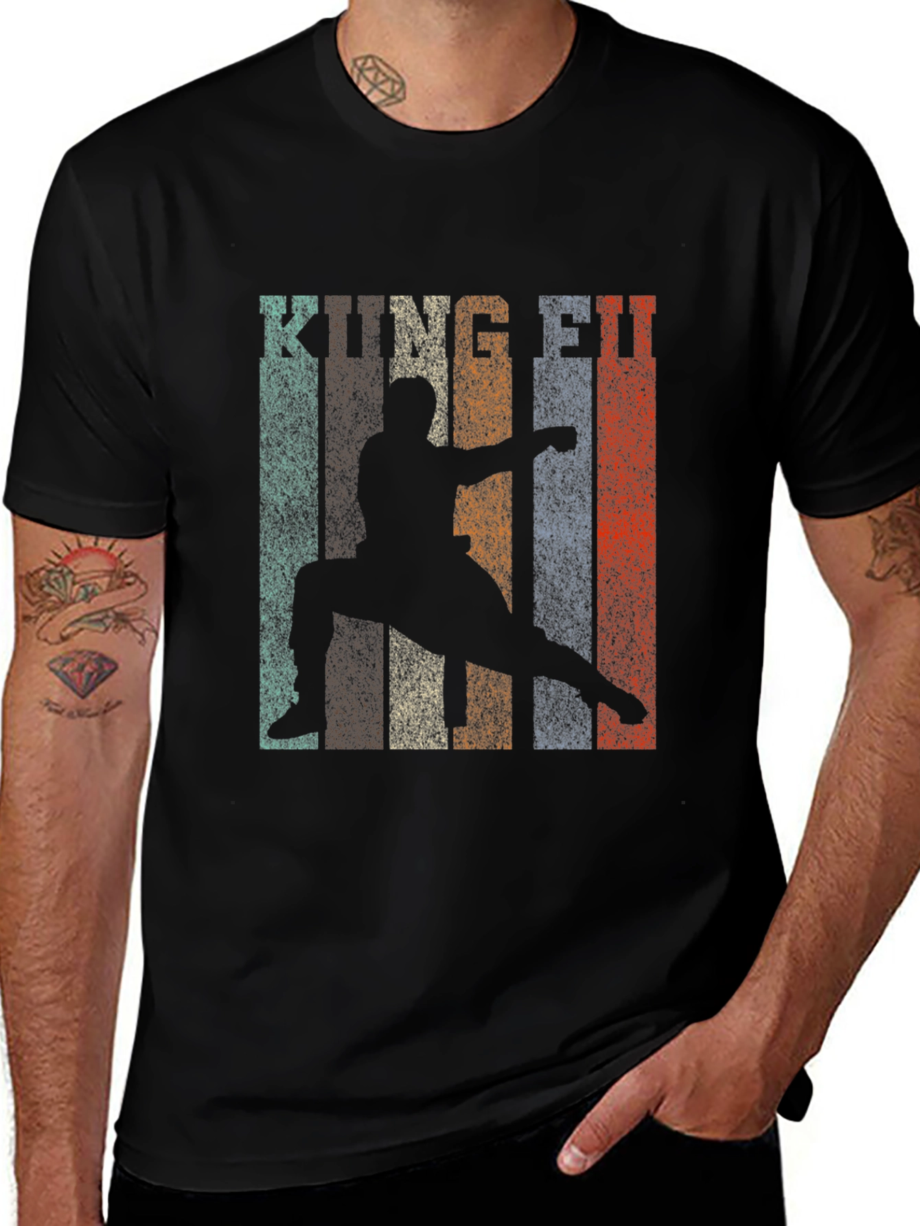 Retro Kung Fu Martial Arts Black T-Shirt