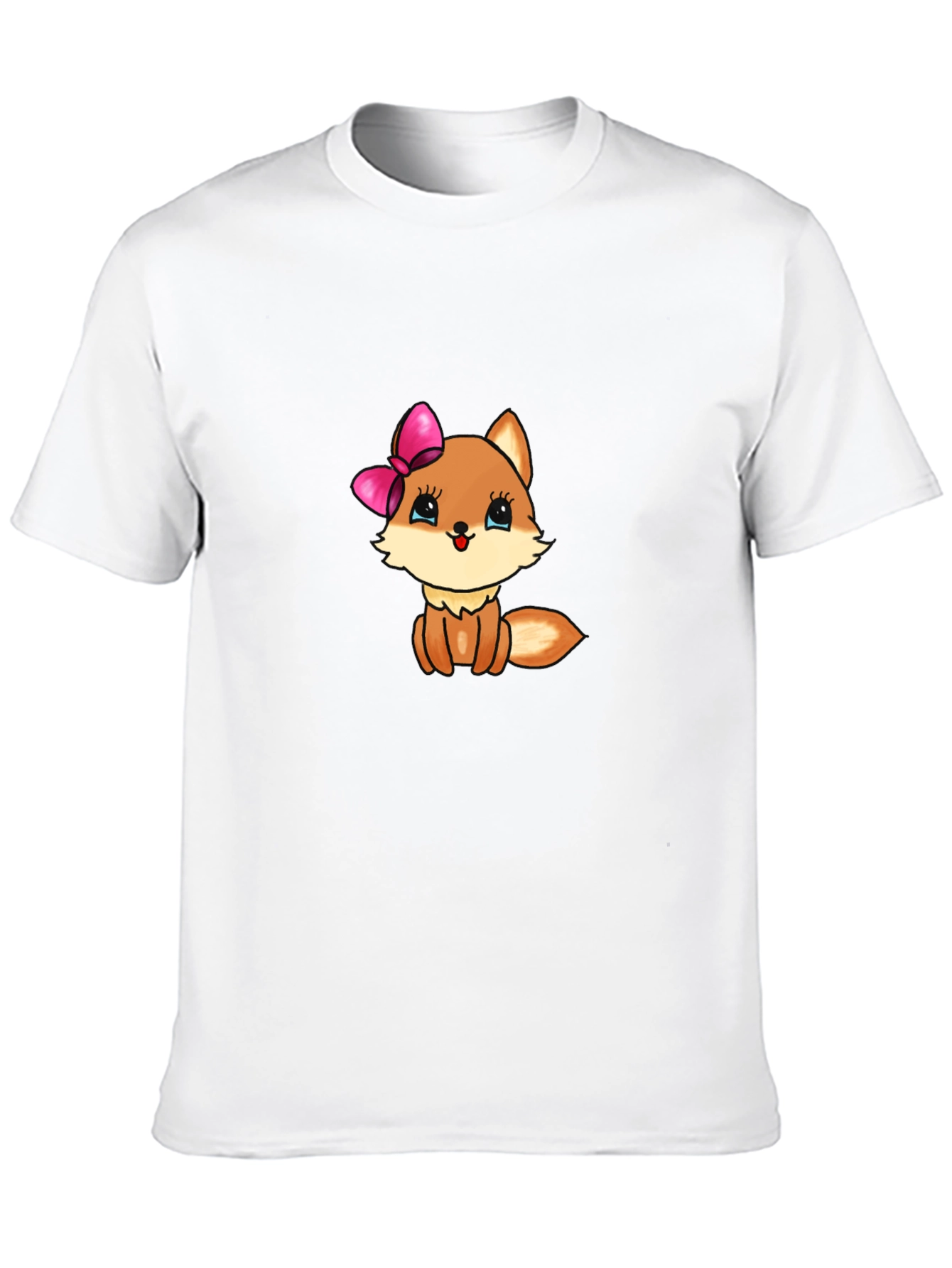 Cute Cartoon Fox Graphic Tee - Black T-Shirt