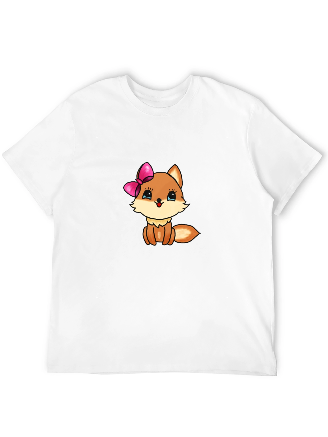 Cute Cartoon Fox Graphic Tee - Black T-Shirt