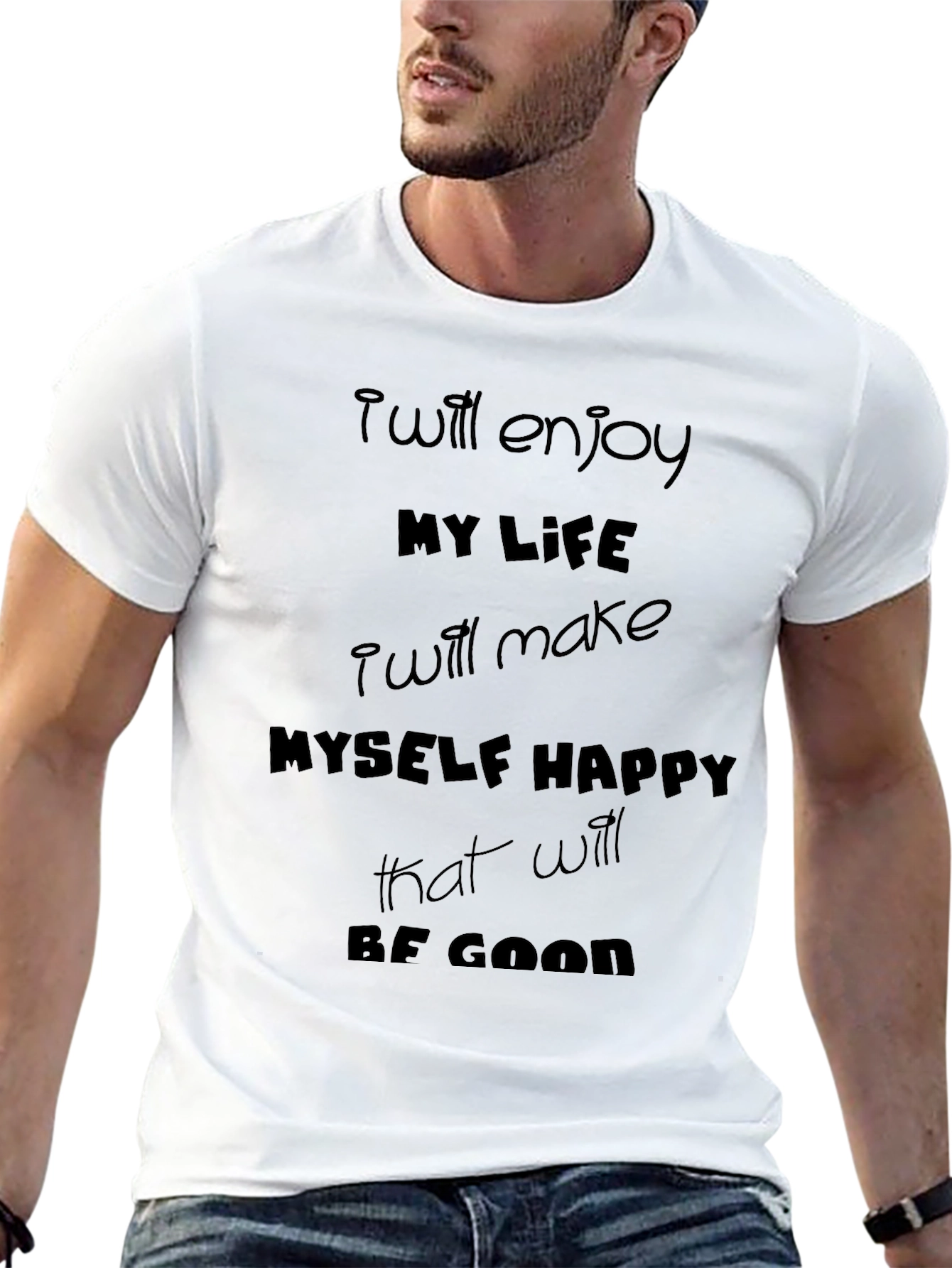 Inspirational Black T-Shirt - Positive Life Quote
