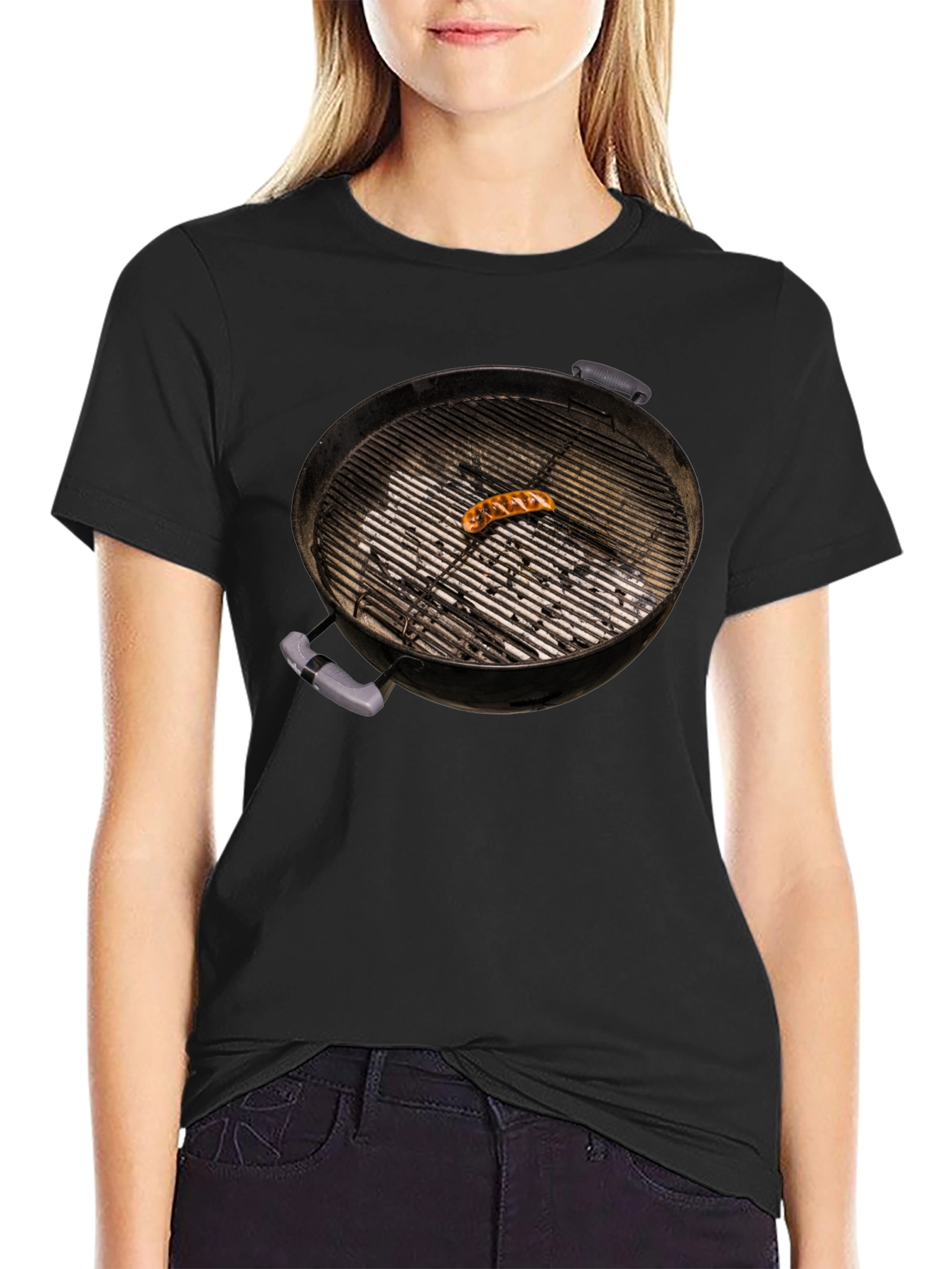 BBQ Grill T-Shirt with Sausage - Novelty Summer Tee