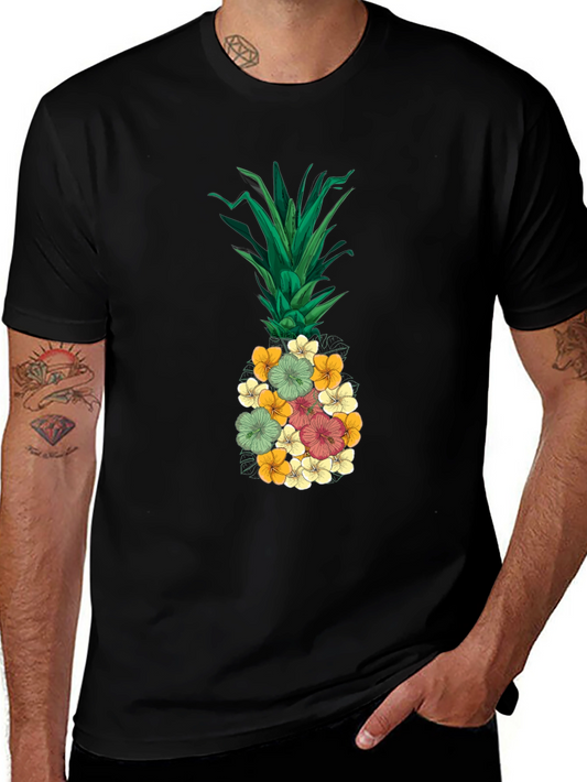 Floral Pineapple Graphic Tee - Tropical Vibe