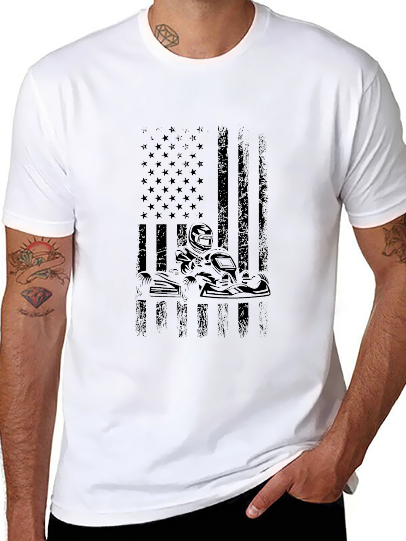 Go Kart American Flag T-Shirt