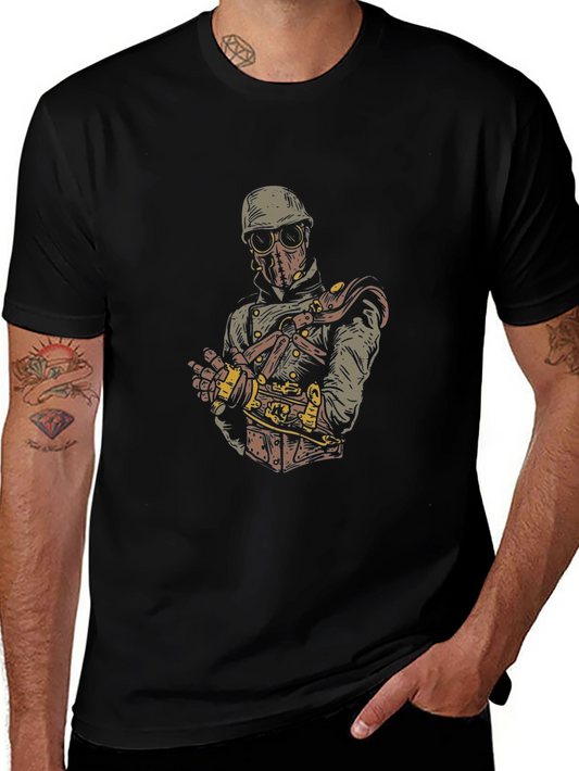 Steampunk Graphic Print Tee - Black