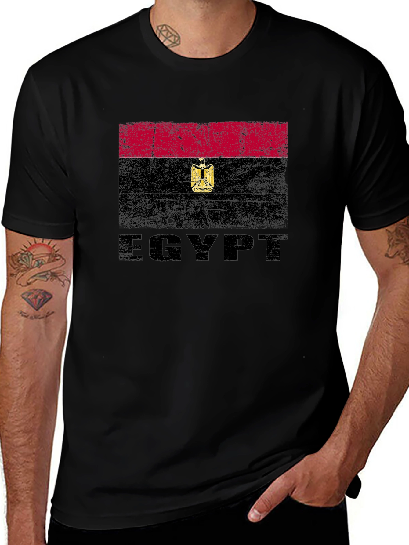 Egypt Flag Graphic T-Shirt - Distressed Design