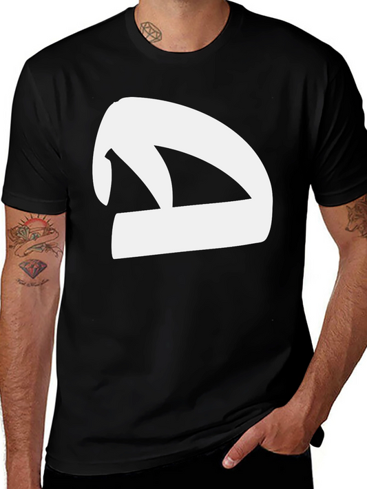 Black T-Shirt with White Abstract Symbol Graphic