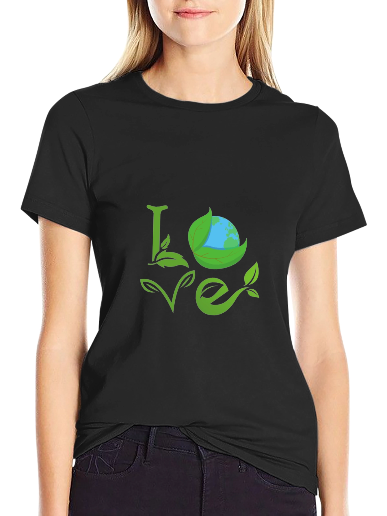 Eco Love Black T-Shirt - Earth Day Apparel