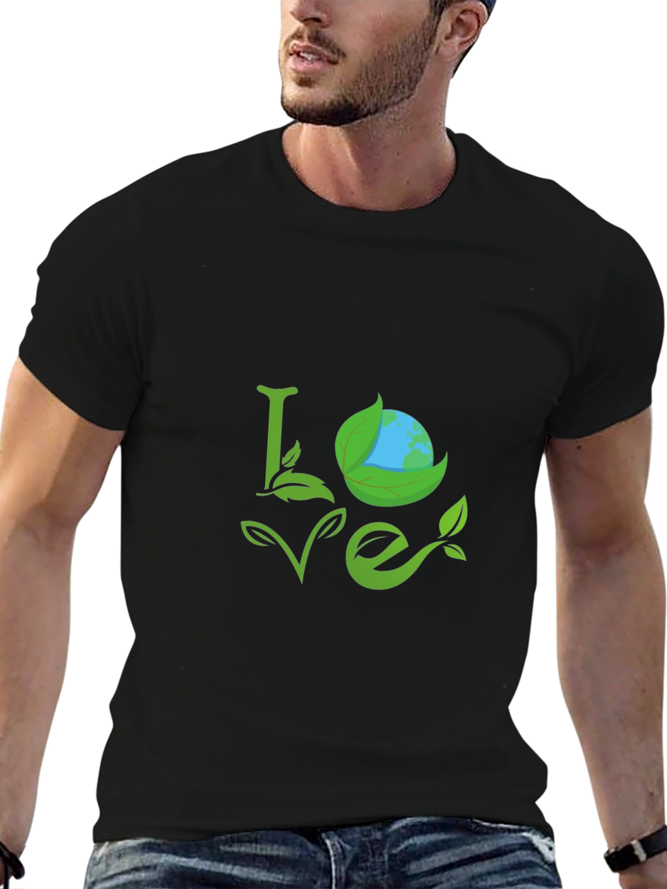 Eco Love Black T-Shirt - Earth Day Apparel